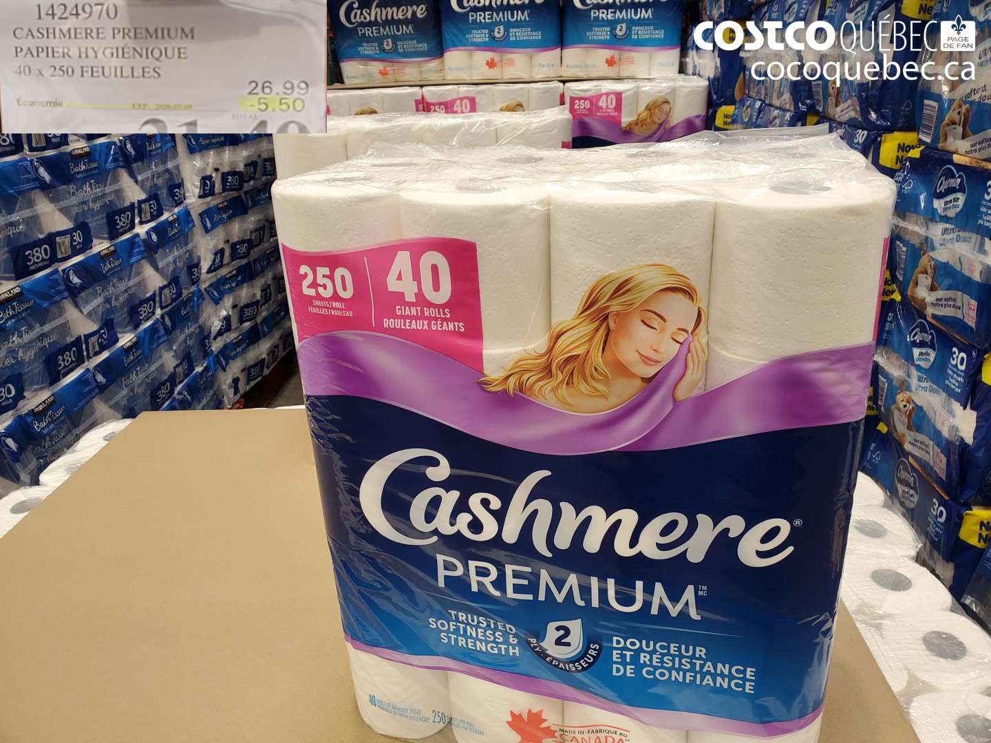 1424970 CASHMERE PREMIUM PAPIER HYGIÉNIQUE 40 X 250 FEUILLES ($5.50 INSTANT SAVINGS EXPIRES ON 2024-07-28) $21.49