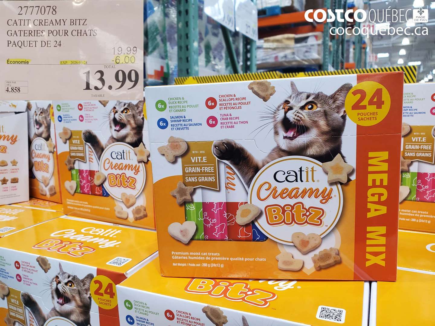 2777078 CATIT CREAMY BITZ GATERIES POUR CHATS PAQUET DE 24 ($6.00 INSTANT SAVINGS EXPIRES ON 2026-06-28) $13.99