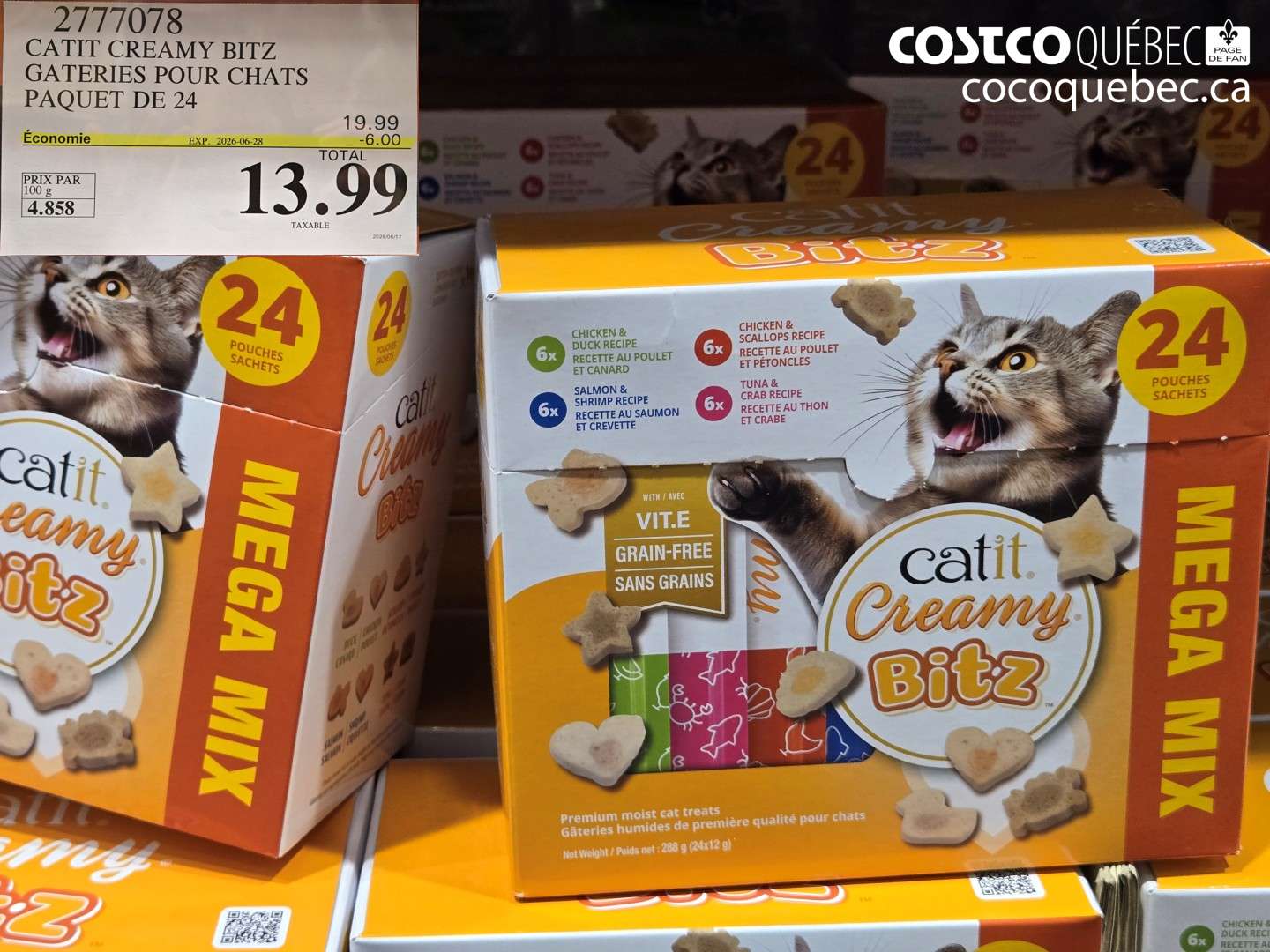 2777078 CATIT CREAMY BITZ GATERIES POUR CHATS PAQUET DE 24 ($6.00 INSTANT SAVINGS EXPIRES ON 2026-06-28) $13.99