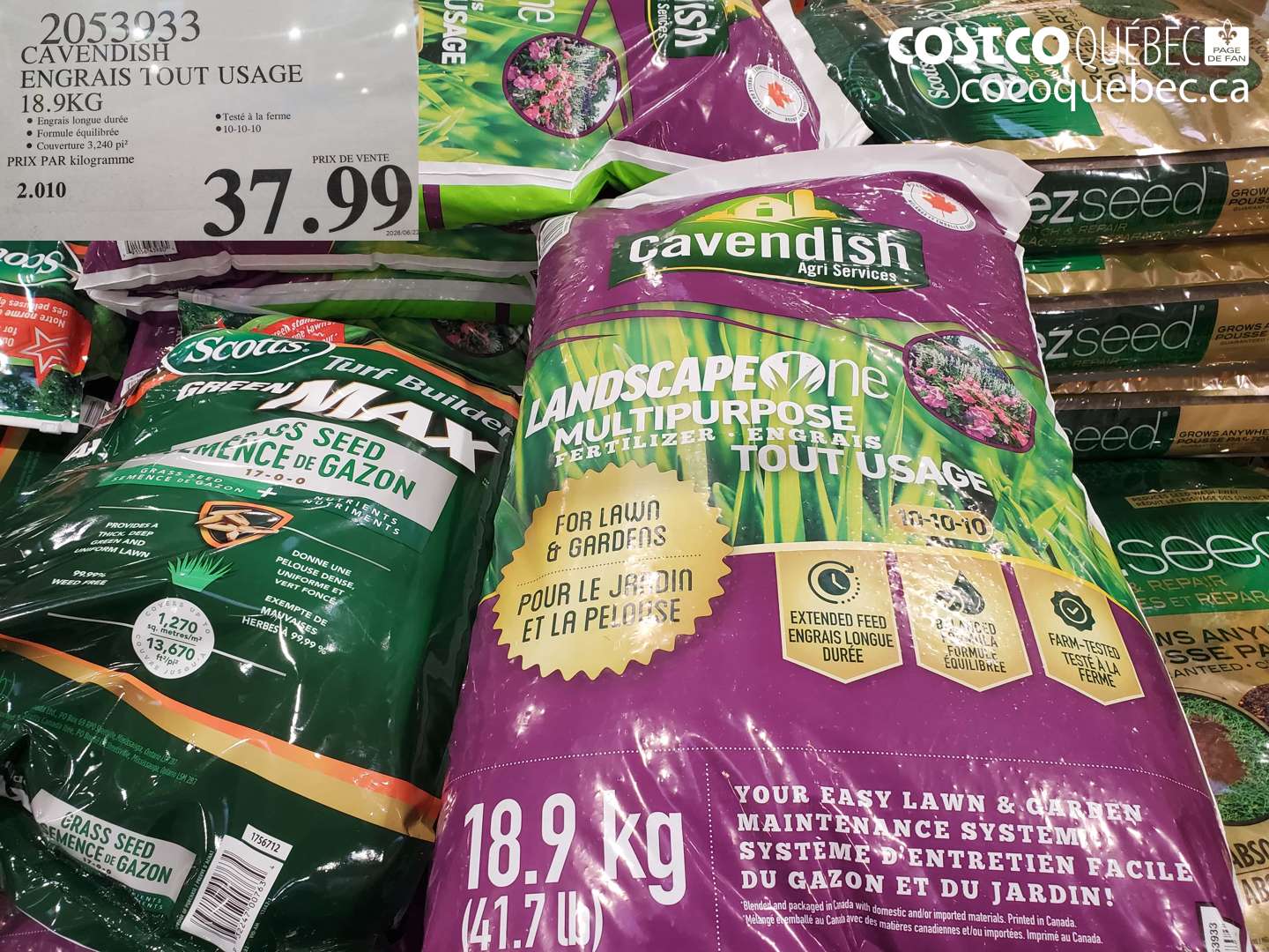 2053933 CAVENDISH ENGRAIS TOUT USAGE 18.9KG $37.99