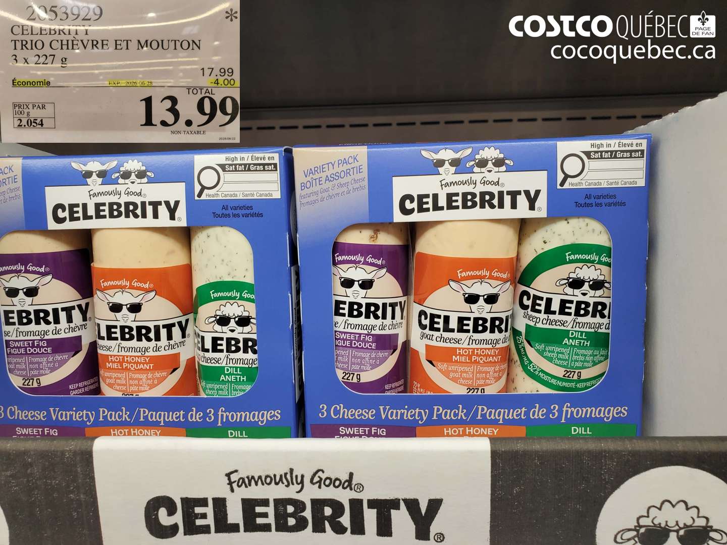 2053929 CELEBRITY TRIO CHÈVRE ET MOUTON 3 X 227 G ($4.00 INSTANT SAVINGS EXPIRES ON 2026-06-28) $13.99