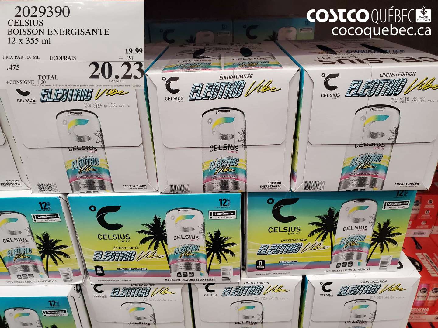 2029390 CELSIUS BOISSON ENERGISANTE 12 X 355 ML $20.23