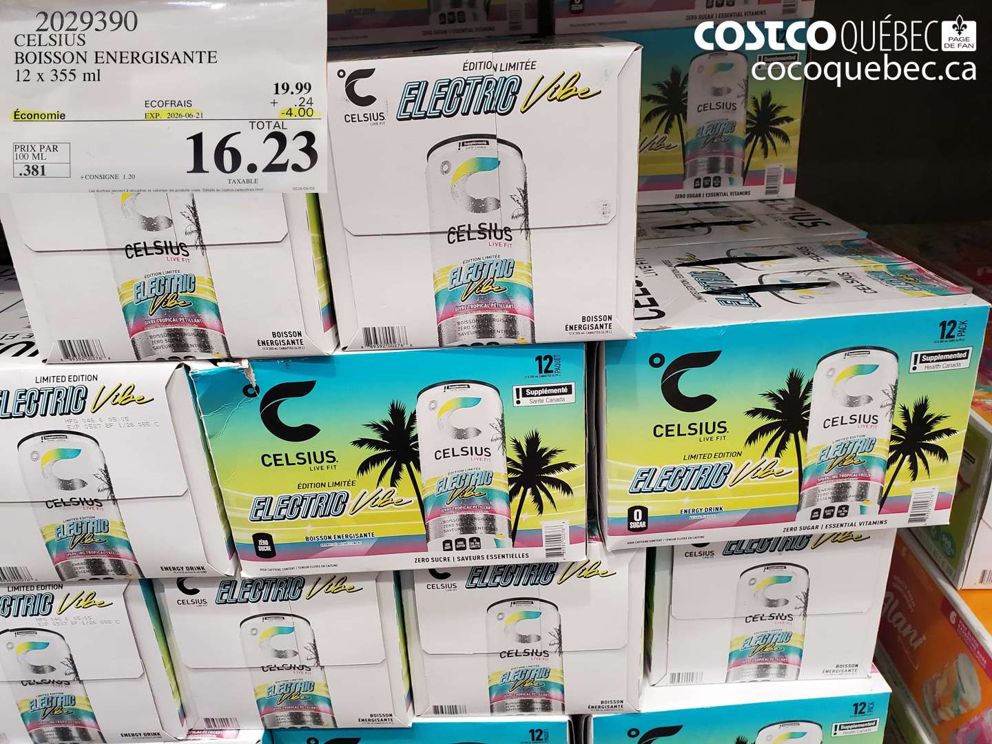 2029390 CELSIUS BOISSON ENERGISANTE 12 X 355 ML ($4.00 INSTANT SAVINGS EXPIRES ON 2026-06-21) $16.23