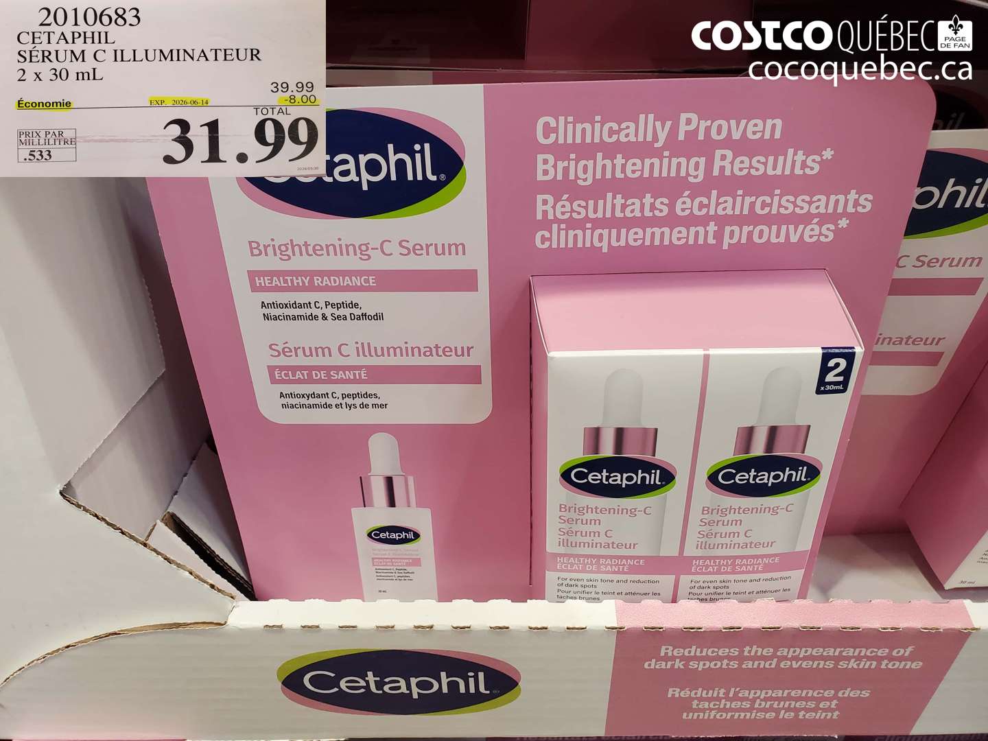 2010683 CETAPHIL SÉRUM C ILLUMINATEUR 2 X 30 ML ($8.00 INSTANT SAVINGS EXPIRES ON 2026-06-14) $31.99