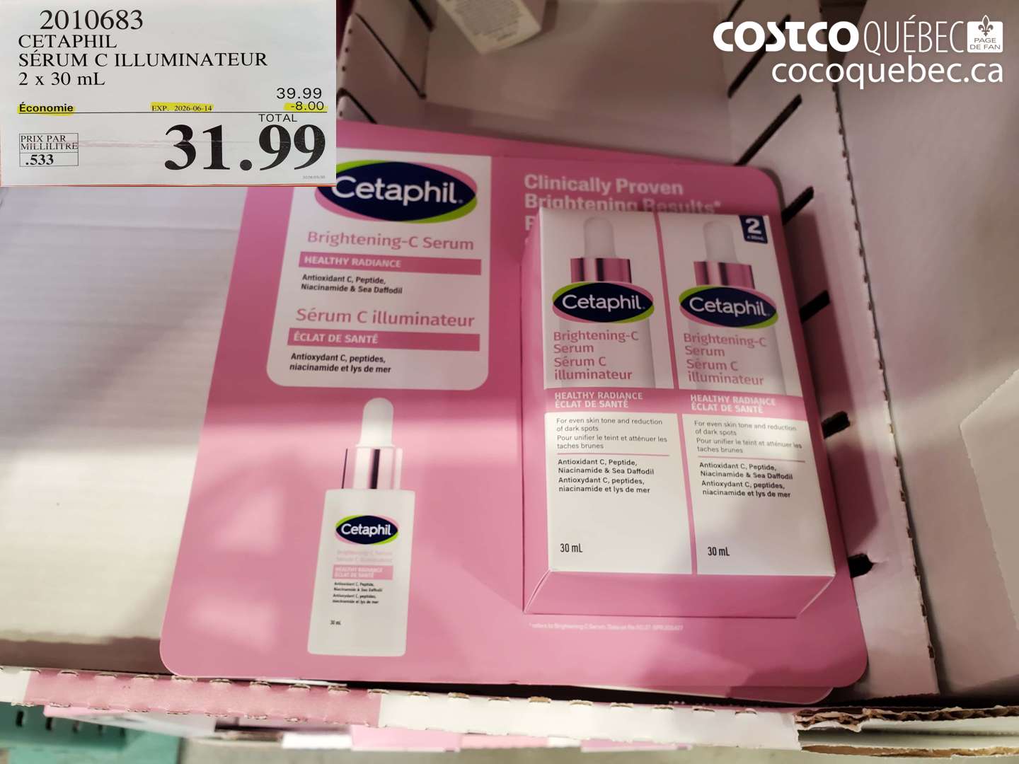 2010683 CETAPHIL SÉRUM C ILLUMINATEUR 2 X 30 ML ($8.00 INSTANT SAVINGS EXPIRES ON 2026-06-14) $31.99