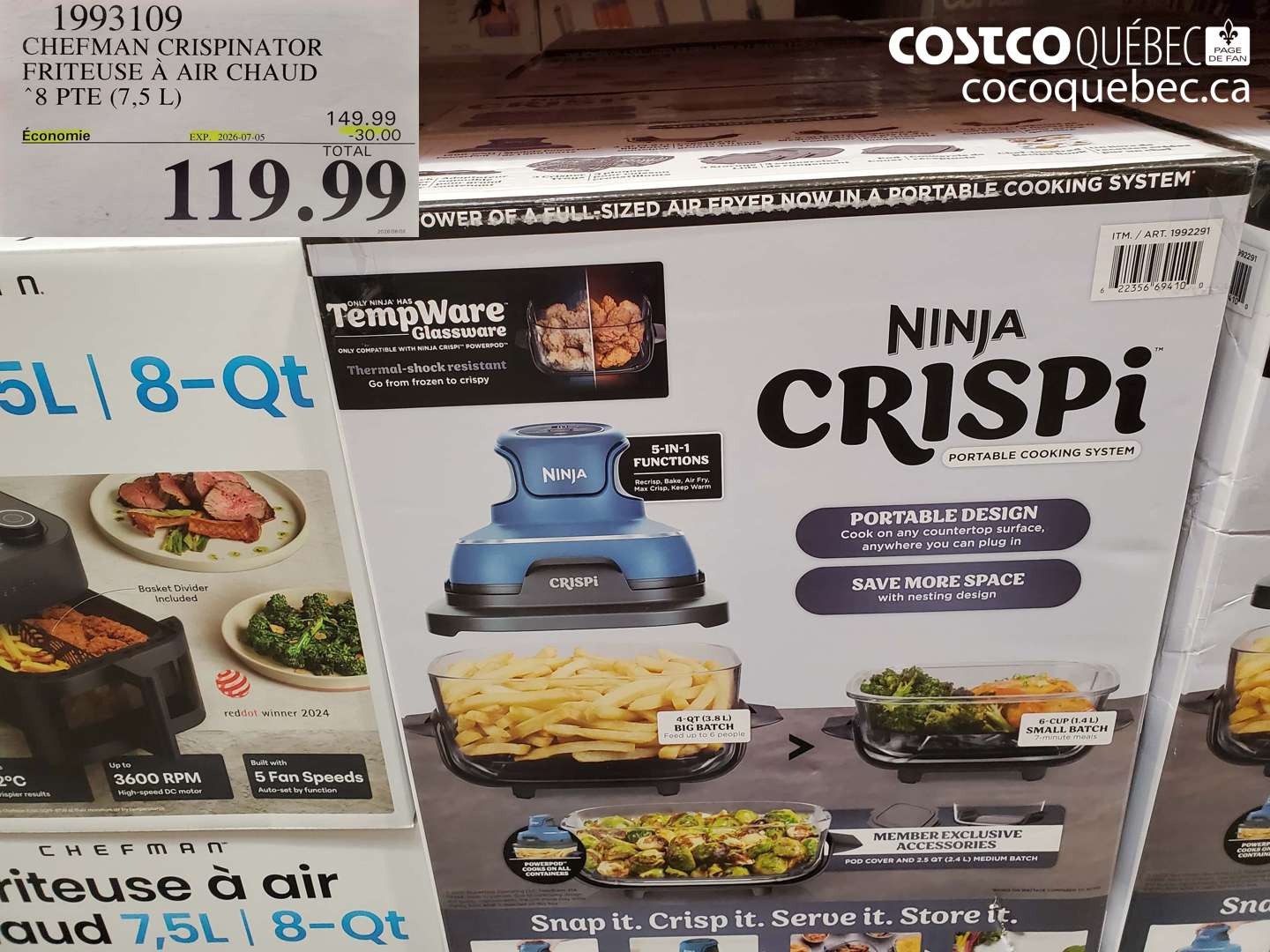1993109 CHEFMAN CRISPINATOR FRITEUSE À AIR CHAUD 8 PTE (7.5 L) ($30.00 INSTANT SAVINGS EXPIRES ON 2026-07-05) $119.99