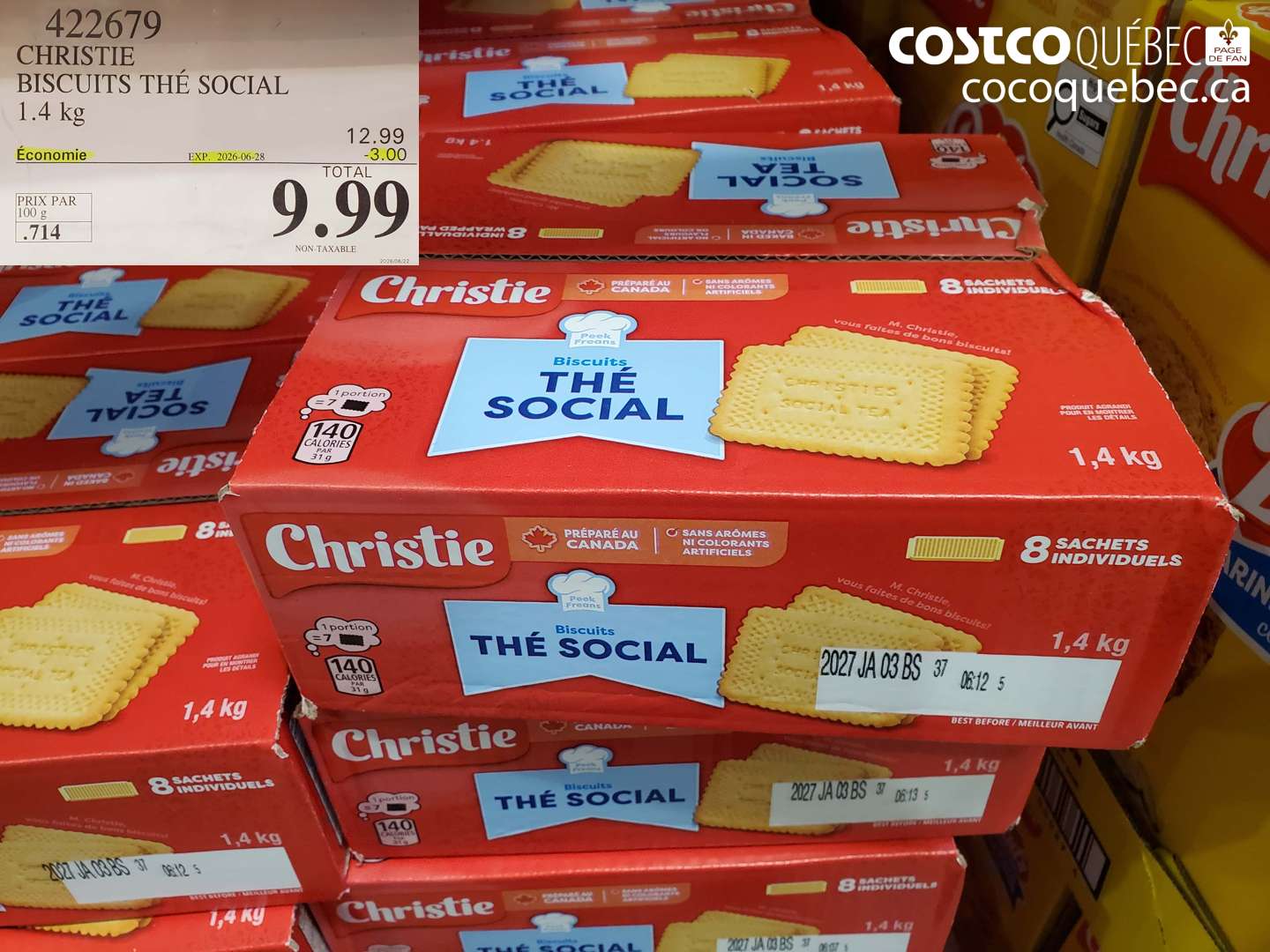 422679 CHRISTIE BISCUITS THÉ SOCIAL 1.4 KG ($3.00 INSTANT SAVINGS EXPIRES ON 2026-06-28) $9.99