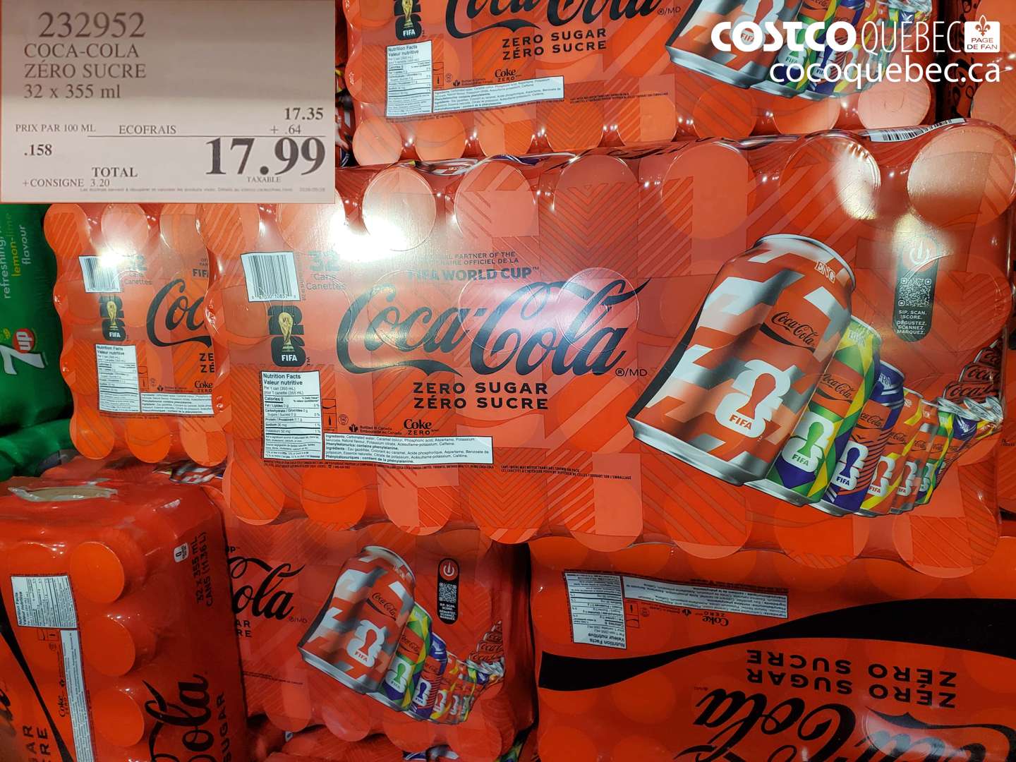 232952 COCA-COLA ZÉRO SUCRE 32 X 355 ML $17.99
