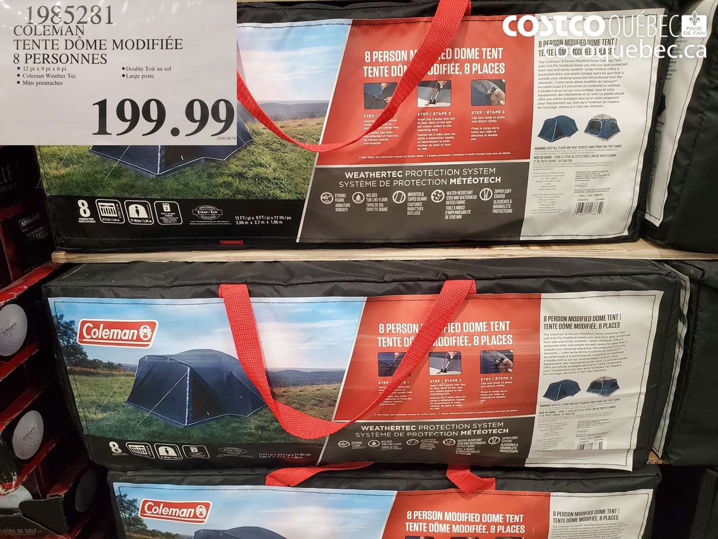 1985281 COLEMAN TENTE DÔME MODIFIÉE 8 PERSONNES $199.99