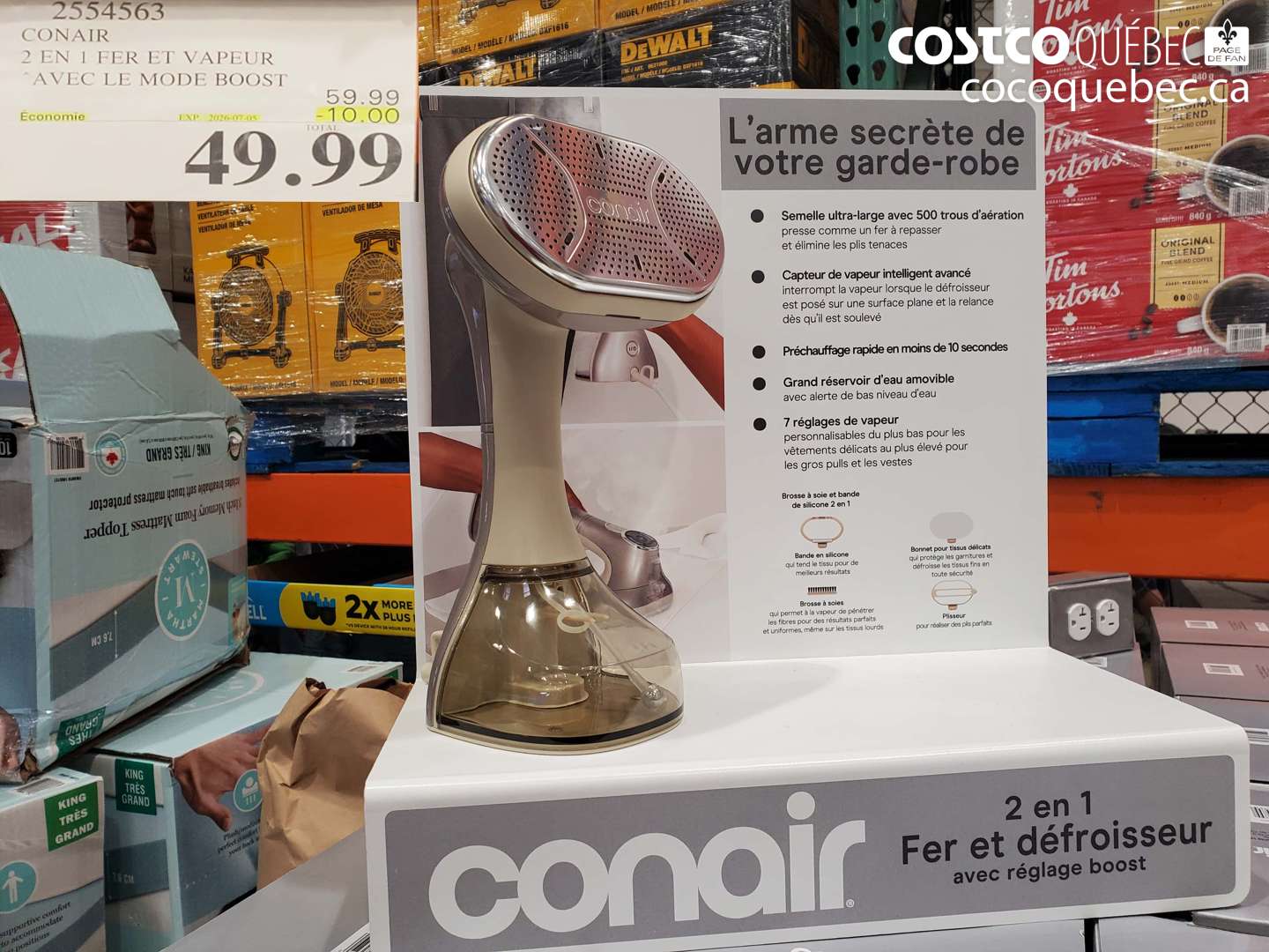 2554563 CONAIR 2 EN 1 FER ET VAPEUR ($10.00 INSTANT SAVINGS EXPIRES ON 2026-07-05) $49.99