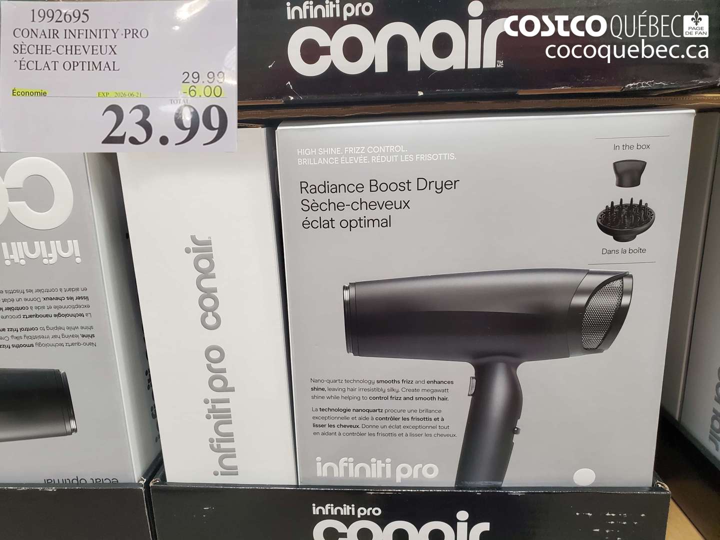1992695 CONAIR INFINITY PRO SÈCHE-CHEVEUX ÉCLAT OPTIMAL ($6.00 INSTANT SAVINGS EXPIRES ON 2026-06-21) $23.99