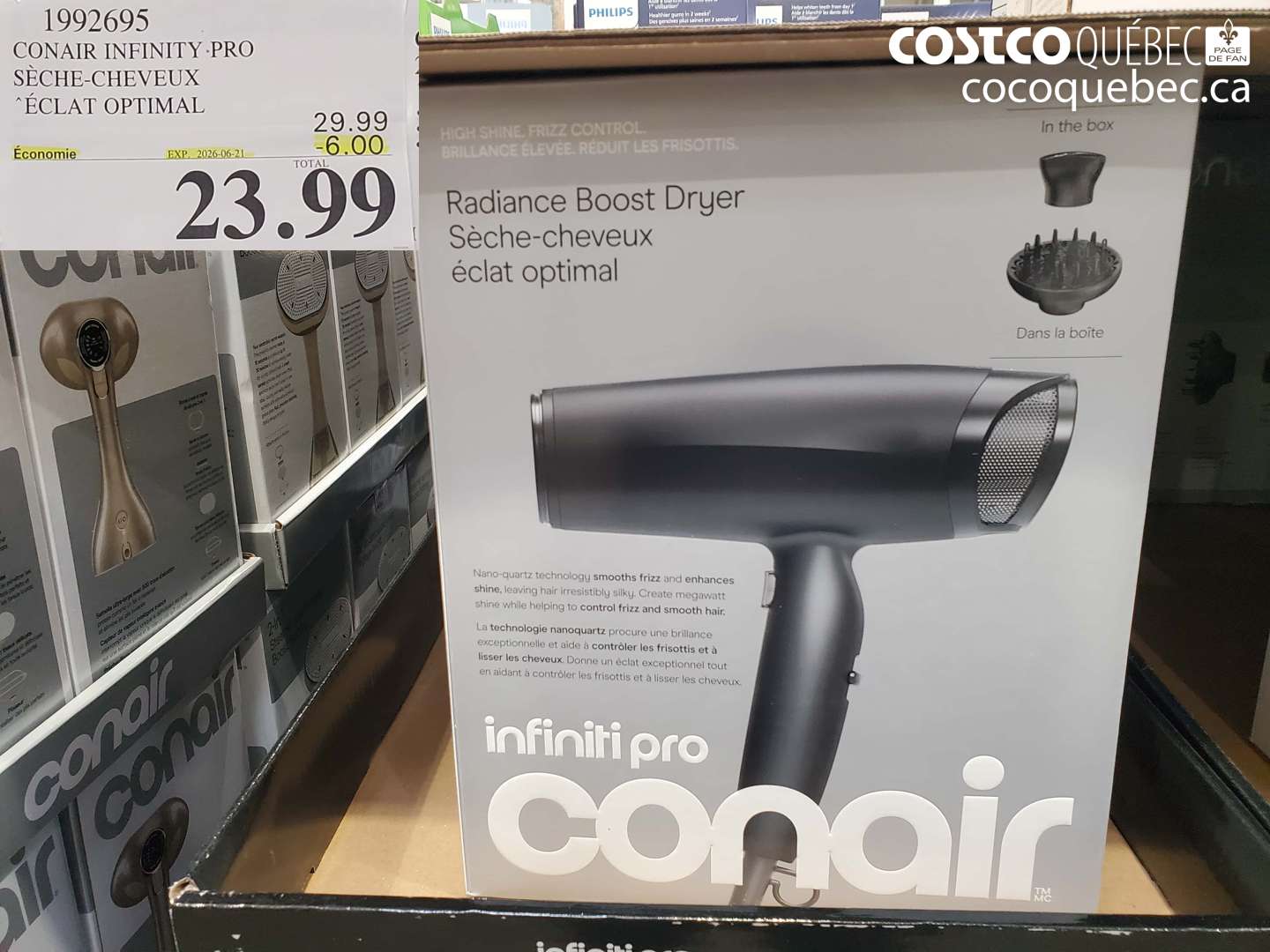 1992695 CONAIR INFINITY PRO SÈCHE-CHEVEUX ÉCLAT OPTIMAL ($6.00 INSTANT SAVINGS EXPIRES ON 2026-06-21) $23.99