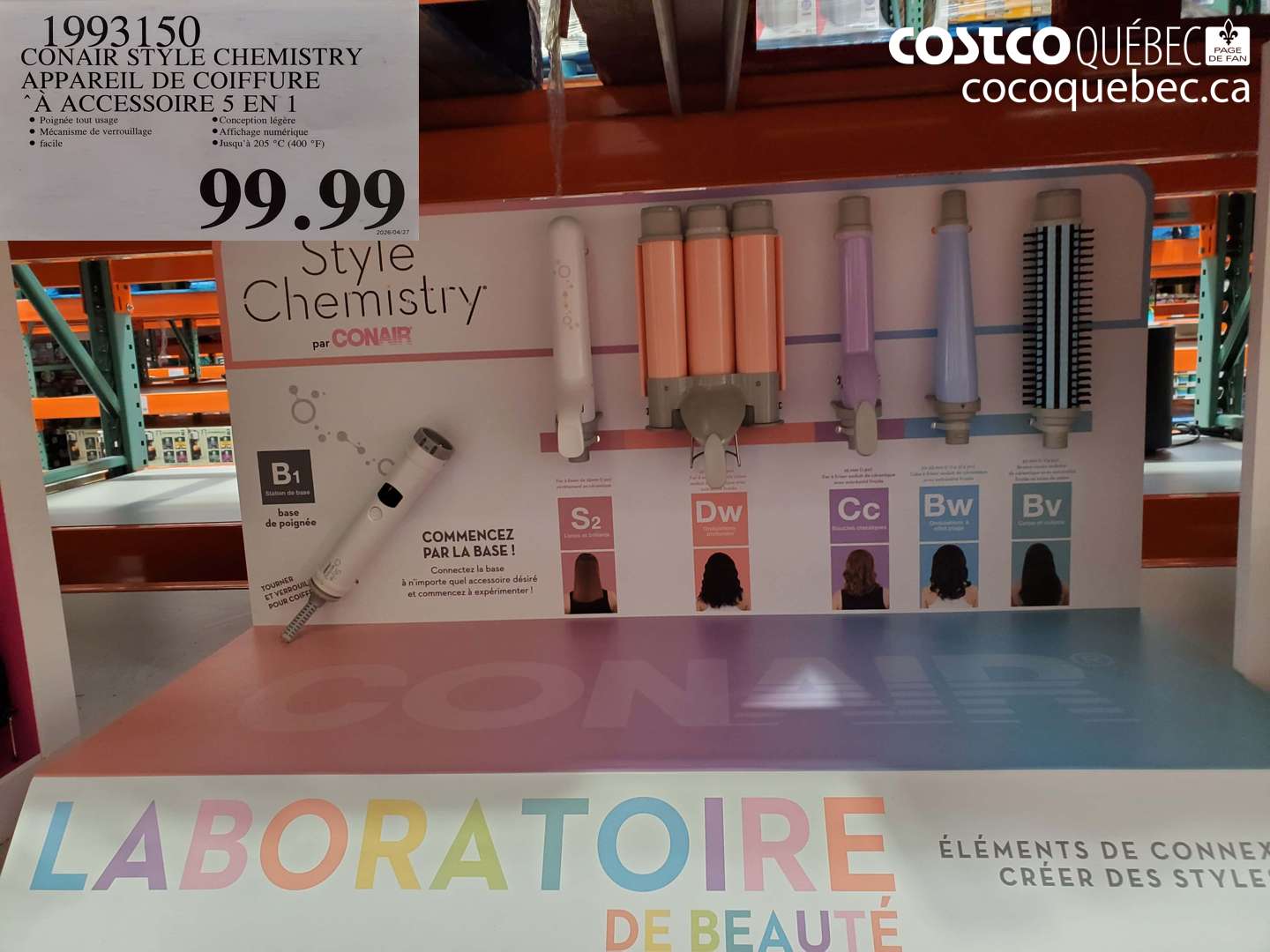 1993150 CONAIR STYLE CHEMISTRY APPAREIL DE COIFFURE À ACCESSOIRE 5 EN 1 $99.99