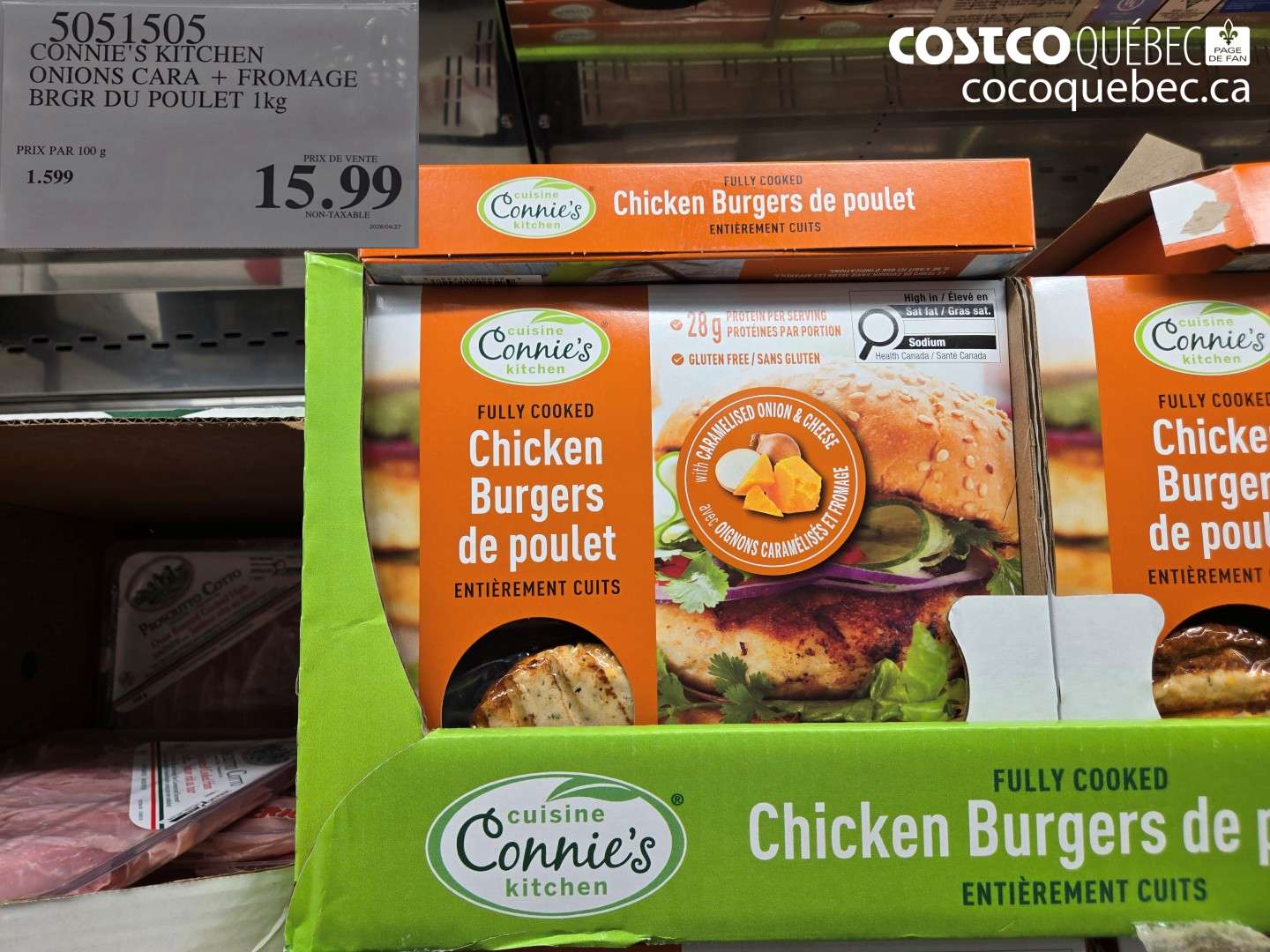 5051505 CONNIE'S KITCHEN ONIONS CARA + FROMAGE BRGR DU POULET 1KG $15.99