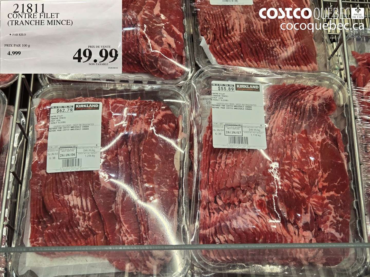 21811 CONTRE FILET (TRANCHE MINCE) $49.99