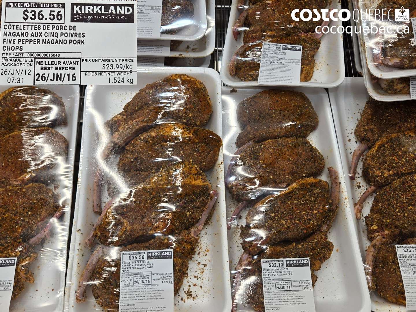 15048 CÔTELETTES DE PORC DE NAGANO AUX CINQ POIVRES $36.56