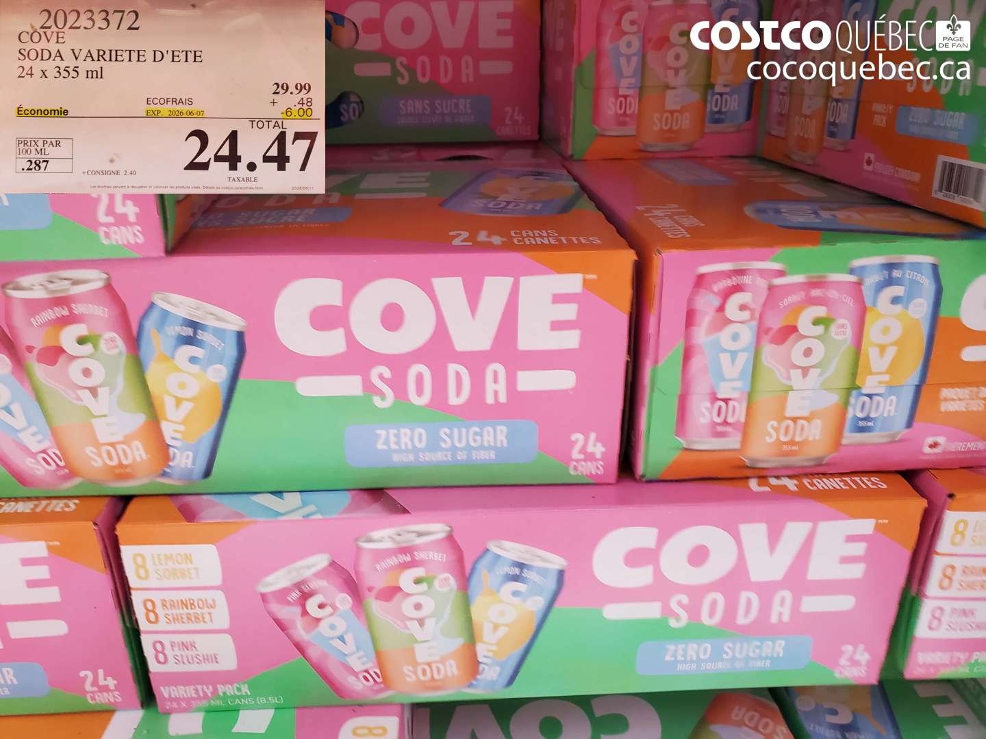 2023372 COVE SODA VARIETE D'ETE ($6.00 INSTANT SAVINGS EXPIRES ON 2026-06-07) $24.47
