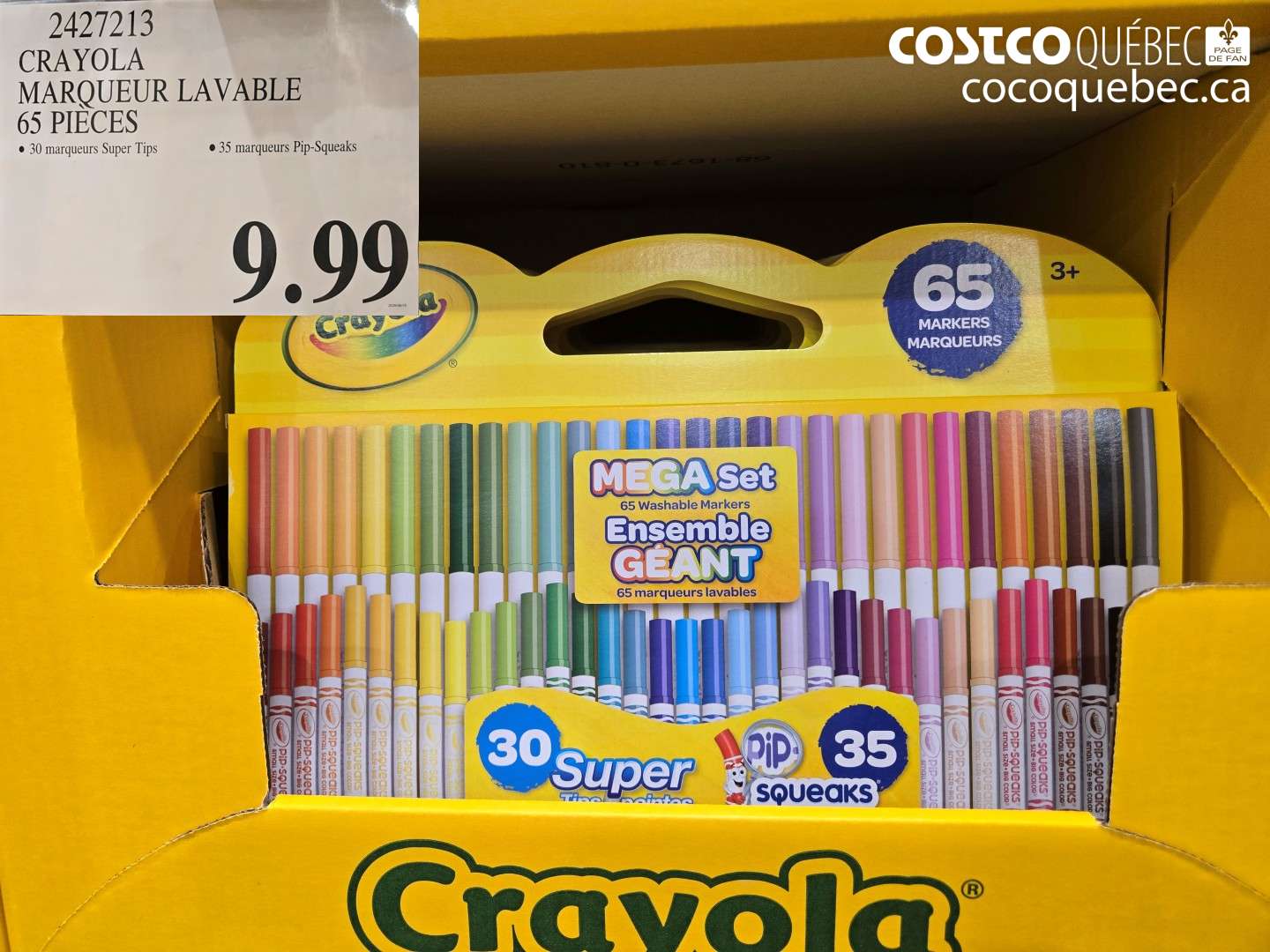 2427213 CRAYOLA MARQUEUR LAVABLE 65 PIECES $9.99