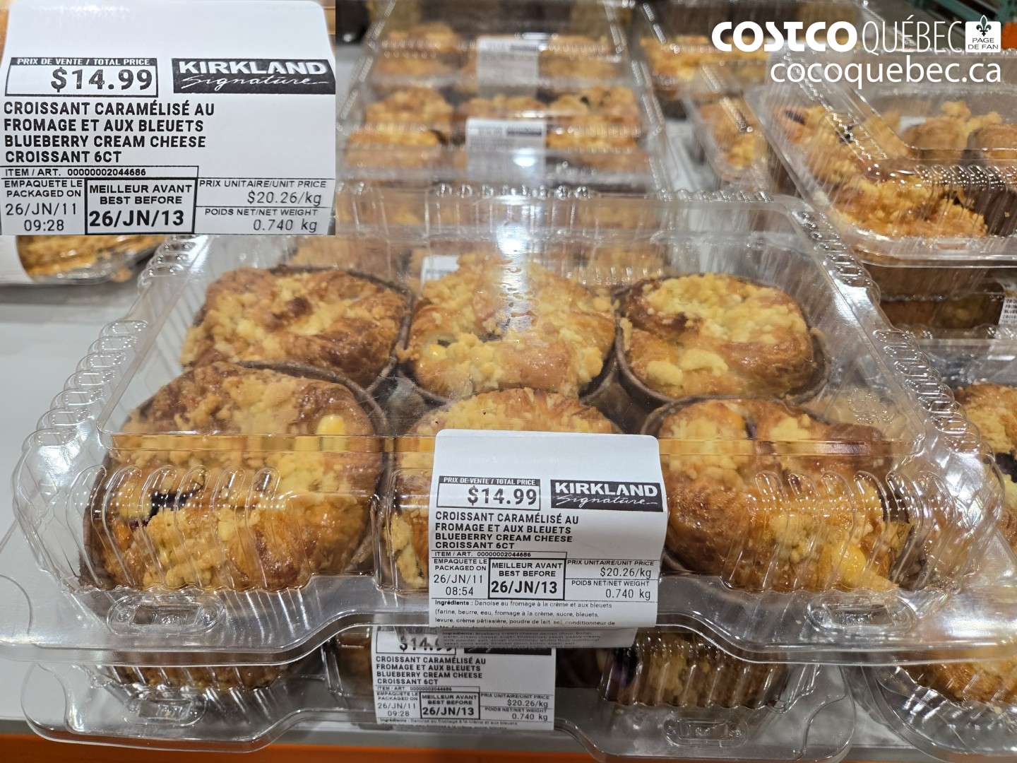 2044686 CROISSANT CARAMÉLISÉ AU FROMAGE ET AUX BLEUETS 6CT $14.99
