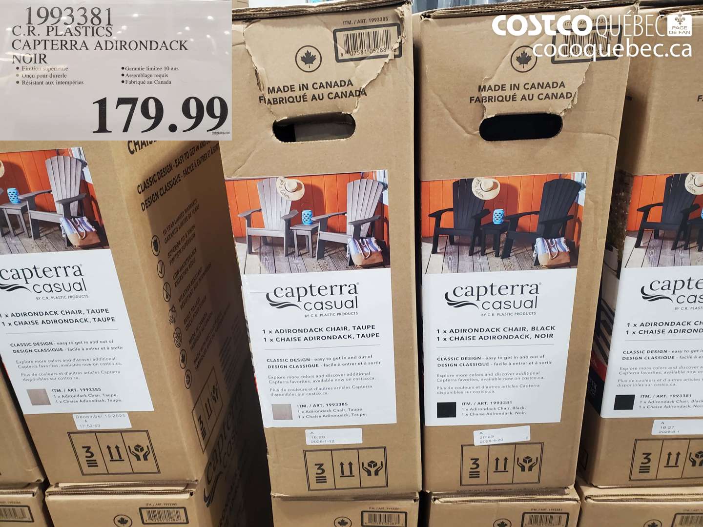 1993381 C.R. PLASTICS CAPTERRA ADIRONDACK NOIR $179.99