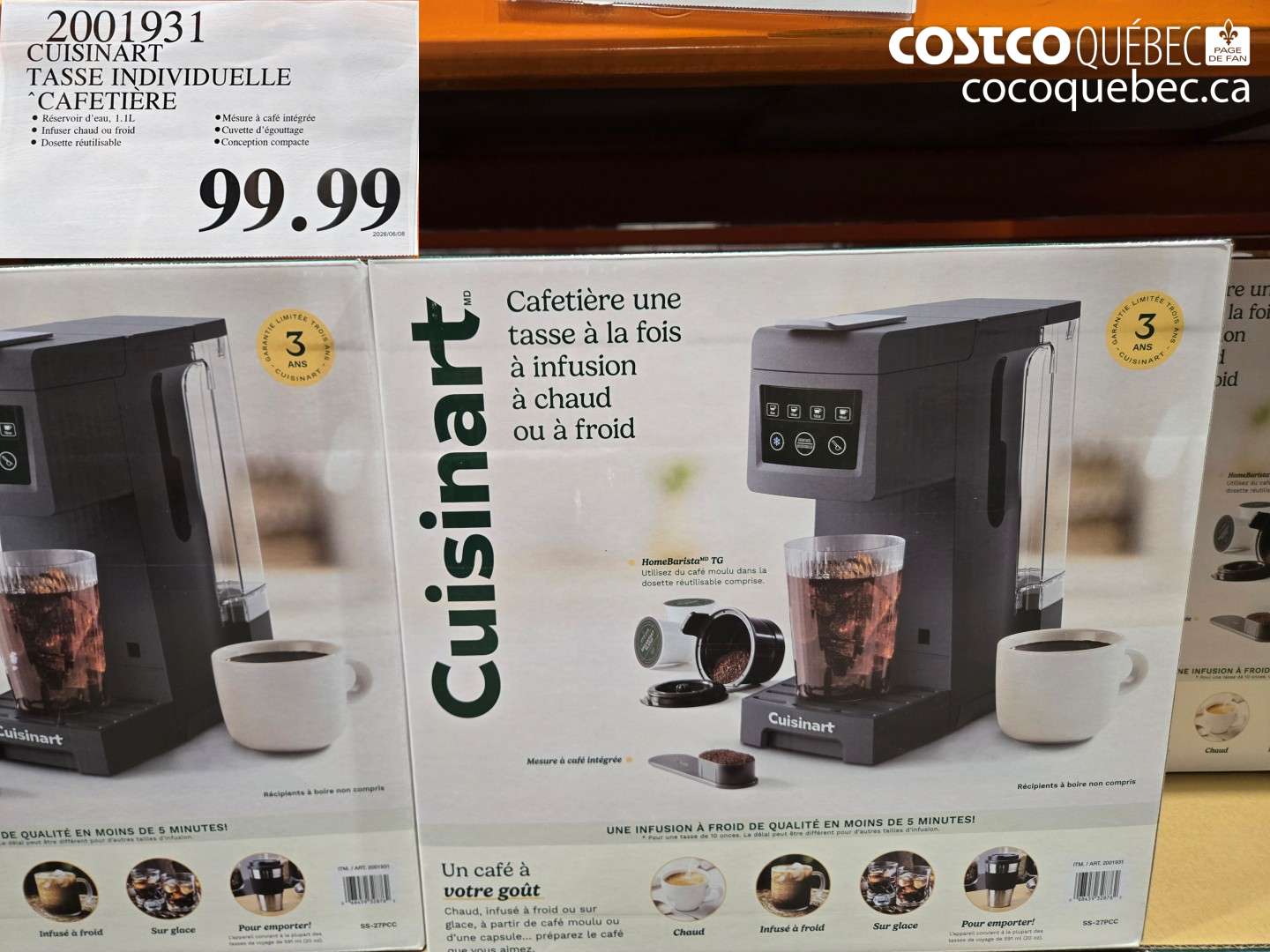 2001931 CUISINART TASSE INDIVIDUELLE CAFETIERE $99.99