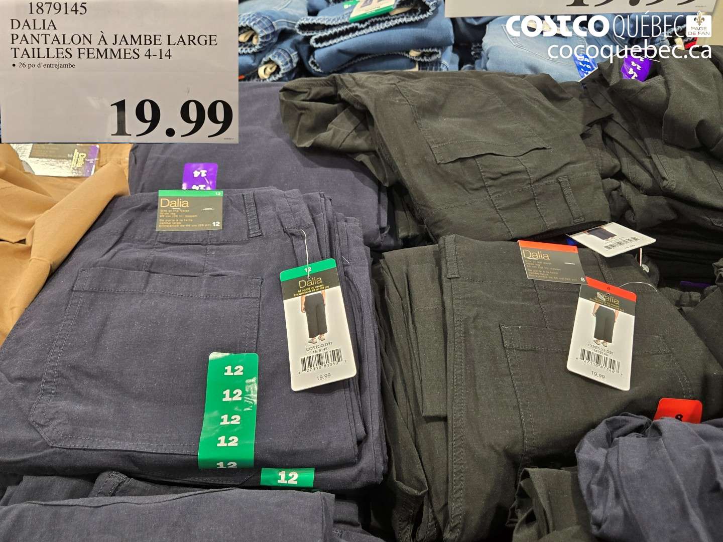 1879145 DALIA PANTALON À JAMBE LARGE TAILLES FEMMES 4-14 $19.99