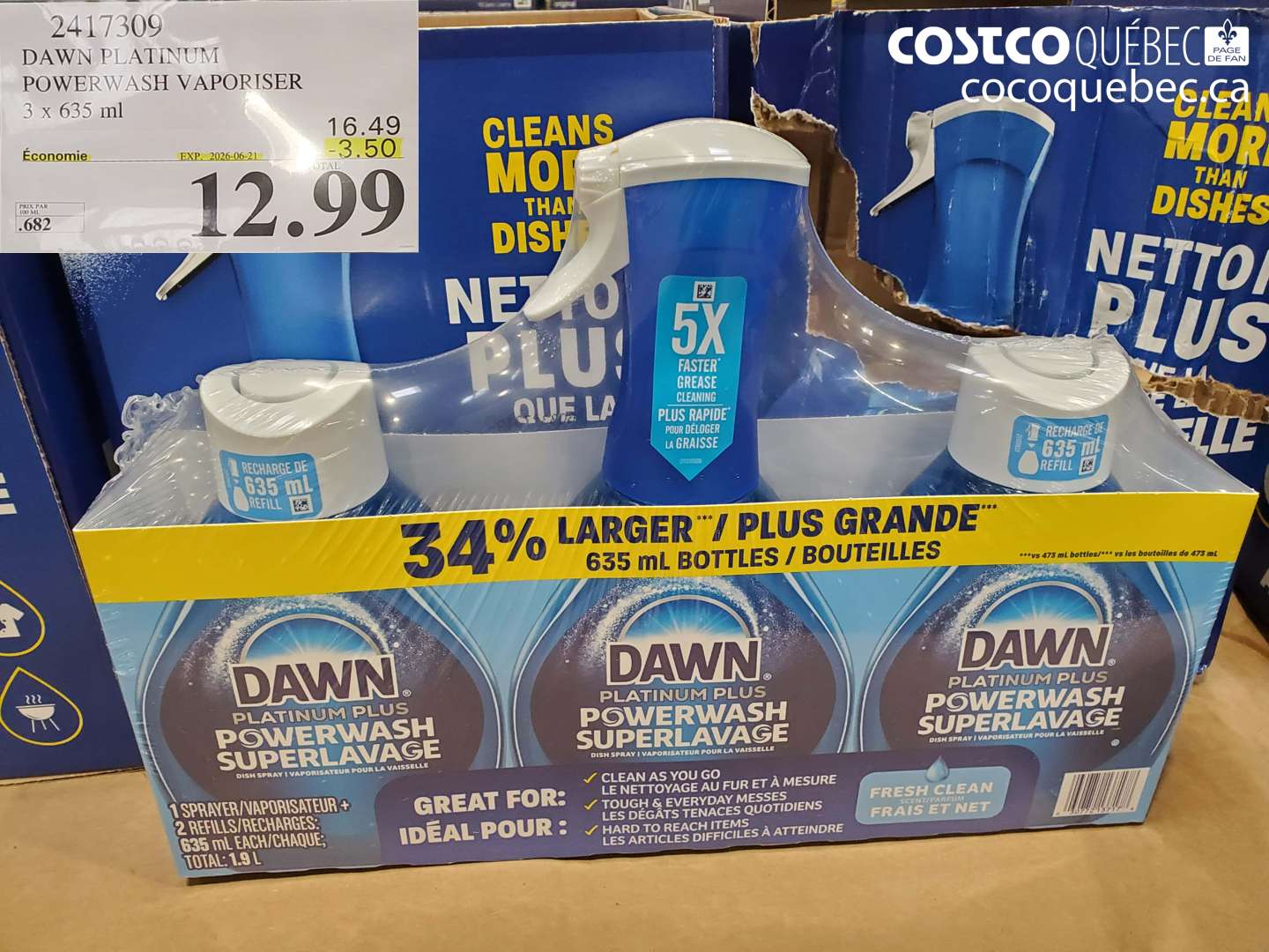 2417309 DAWN PLATINUM POWERWASH VAPORISER 3 X 635 ML ($3.50 INSTANT SAVINGS EXPIRES ON 2026-06-21) $12.99