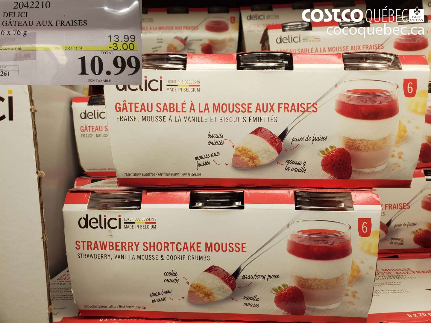 2042210 DELICI GÂTEAU AUX FRAISES 6 X 76 G ($3.00 INSTANT SAVINGS EXPIRES ON 2026-07-05) $10.99