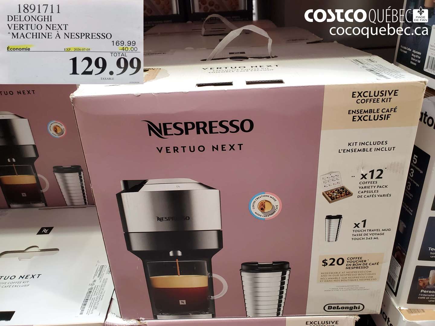 1891711 DELONGHI VERTUO NEXT MACHINE À NESPRESSO ($40.00 INSTANT SAVINGS EXPIRES ON 2026-07-05) $129.99