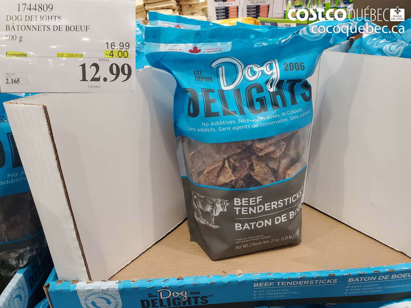 1744809 DOG DELIGHTS BÂTONNETS DE BOEUF 600 G ($4.00 INSTANT SAVINGS EXPIRES ON 2026-07-05) $12.99
