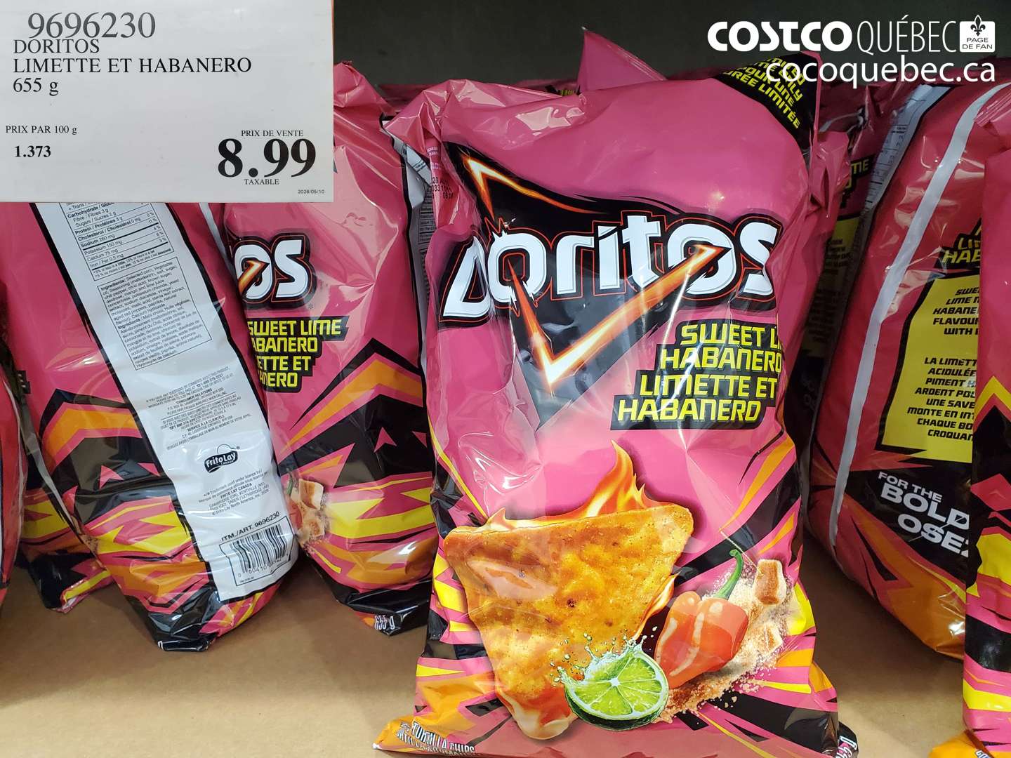 9696230 DORITOS LIMETTE ET HABANERO 655 G $8.99