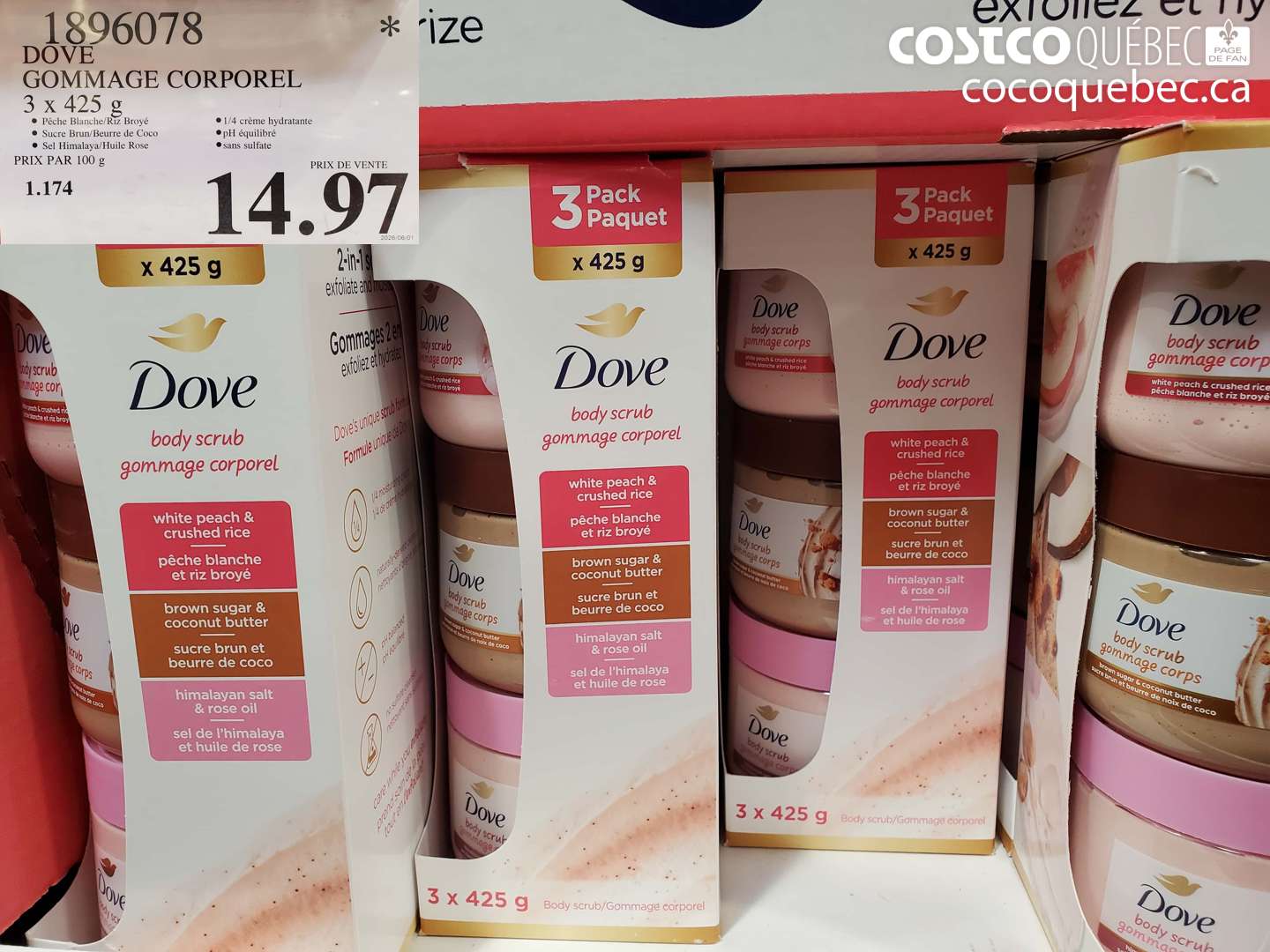 1896078 DOVE GOMMAGE CORPOREL 3 X 425 G $14.97