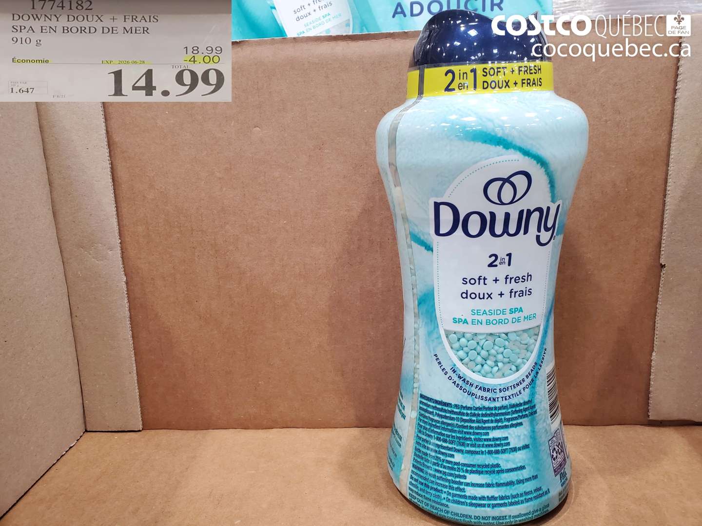 1774182 DOWNY DOUX + FRAIS SPA EN BORD DE MER 910 G ($4.00 INSTANT SAVINGS EXPIRES ON 2026-06-28) $14.99