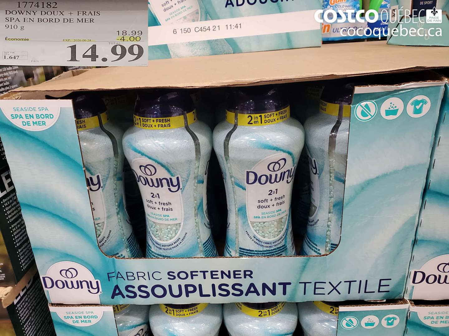 1774182 DOWNY DOUX + FRAIS SPA EN BORD DE MER 910 G ($4.00 INSTANT SAVINGS EXPIRES ON 2026-06-28) $14.99