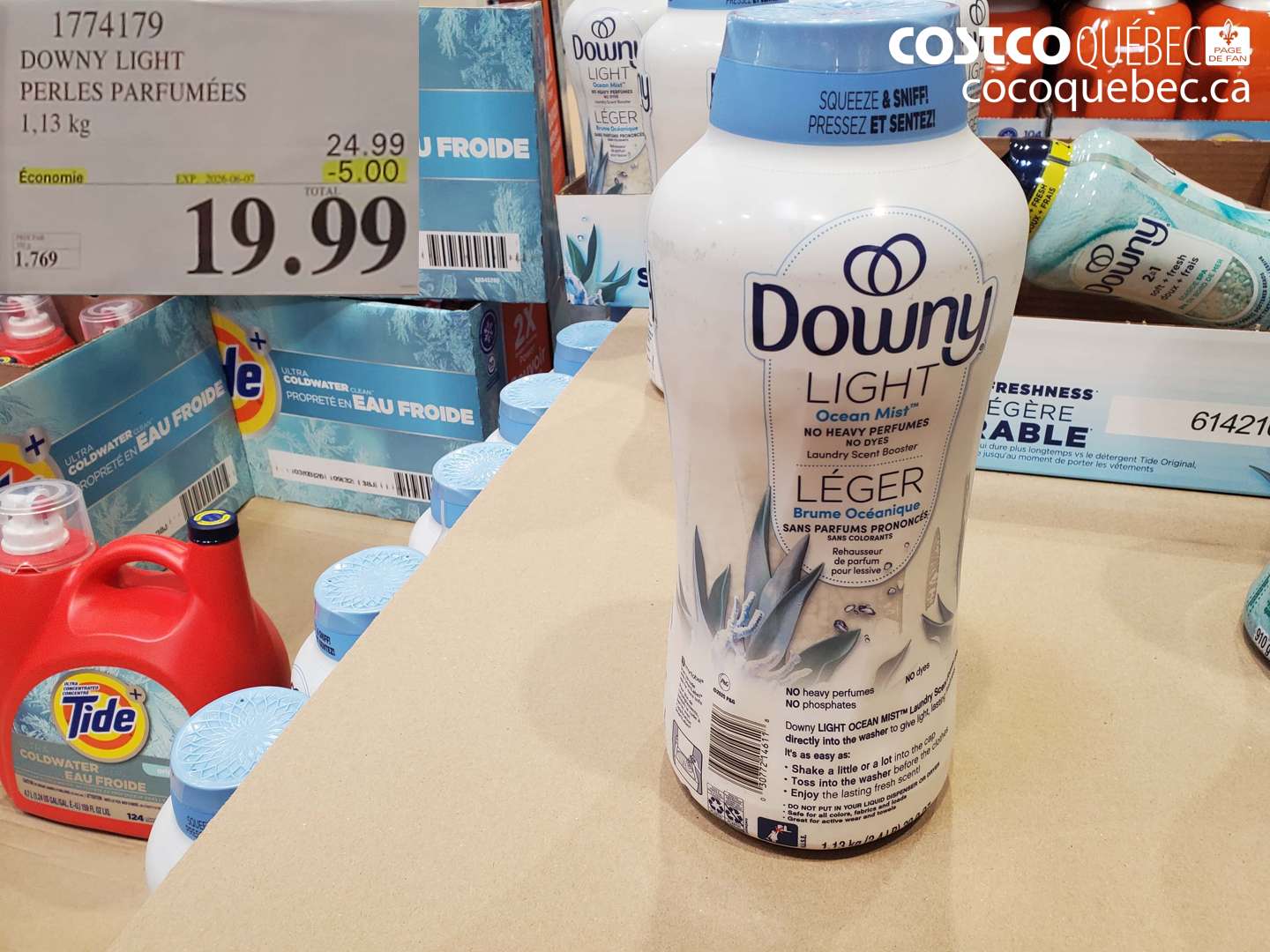 1774179 DOWNY LIGHT PERLES PARFUMÉES 1.13 KG ($5.00 INSTANT SAVINGS EXPIRES ON 2024-09-08) $19.99