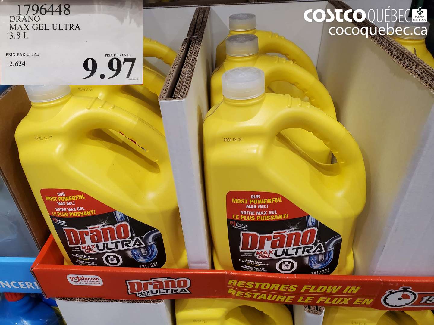 1796448 DRANO MAX GEL ULTRA 3.8 L $9.97
