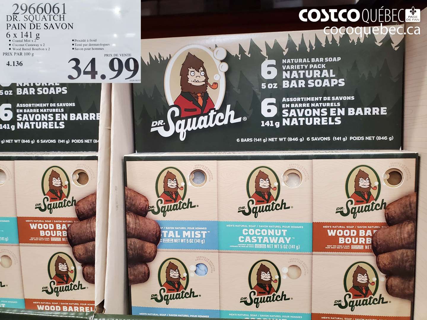 2966061 DR. SQUATCH PAIN DE SAVON 6 X 141 G $34.99