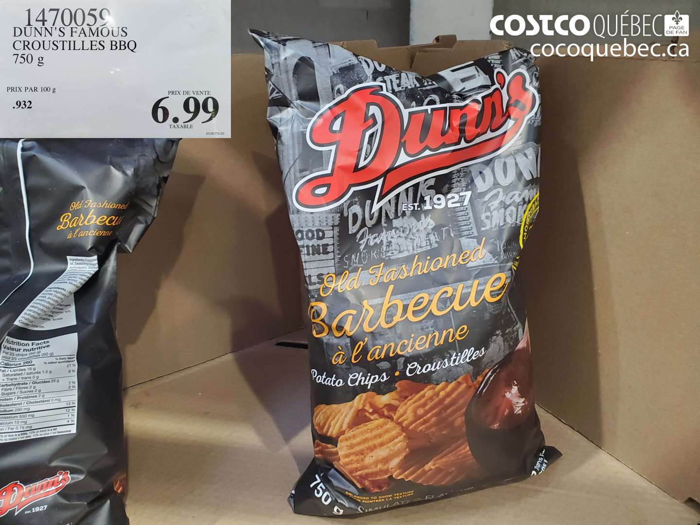 1470059 DUNN'S FAMOUS CROUSTILLES BBQ 750 G $6.99
