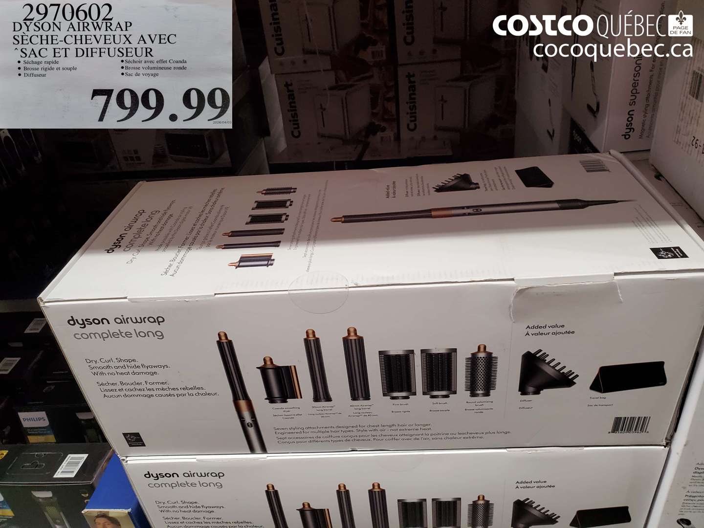2970602 DYSON AIRWRAP SÈCHE-CHEVEUX AVEC SAC ET DIFFUSEUR $799.99