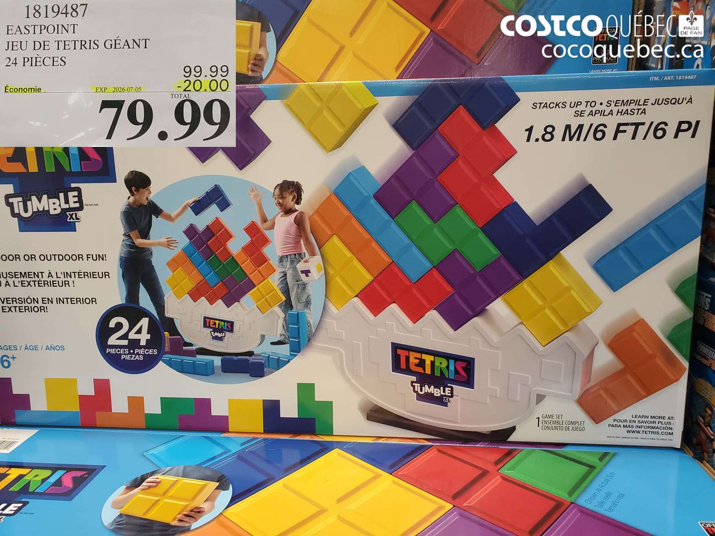 1819487 EASTPOINT JEU DE TETRIS GÉANT 24 PIÈCES ($20.00 INSTANT SAVINGS EXPIRES ON 2026-07-05) $79.99