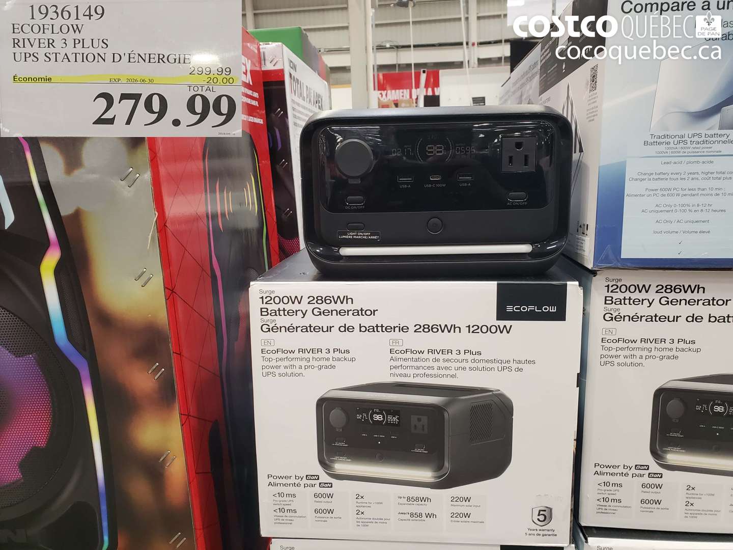 1936149 ECOFLOW RIVER 3 PLUS UPS STATION D'ÉNERGIE ($20.00 INSTANT SAVINGS EXPIRES ON 2026-06-30) $279.99