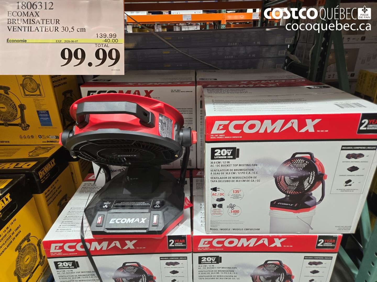 1806312 ECOMAX BRUMISATEUR VENTILATEUR 30.5 CM ($40.00 INSTANT SAVINGS EXPIRES ON 2026-06-07) $99.99