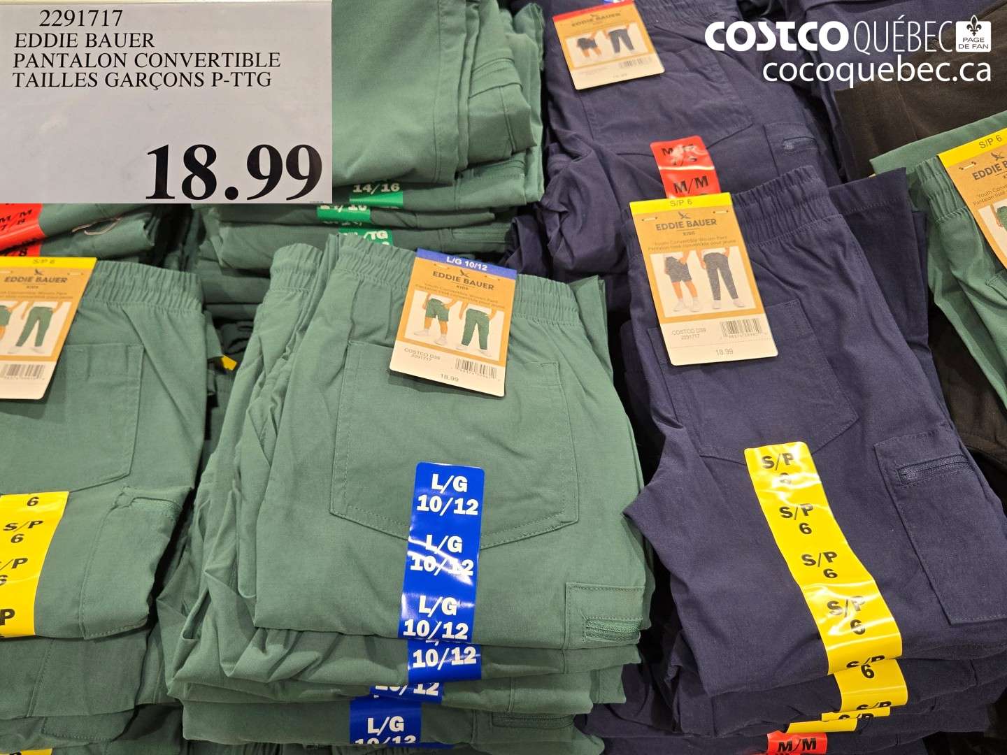 2291717 EDDIE BAUER PANTALON CONVERTIBLE TAILLES GARÇONS P-TTG $18.99