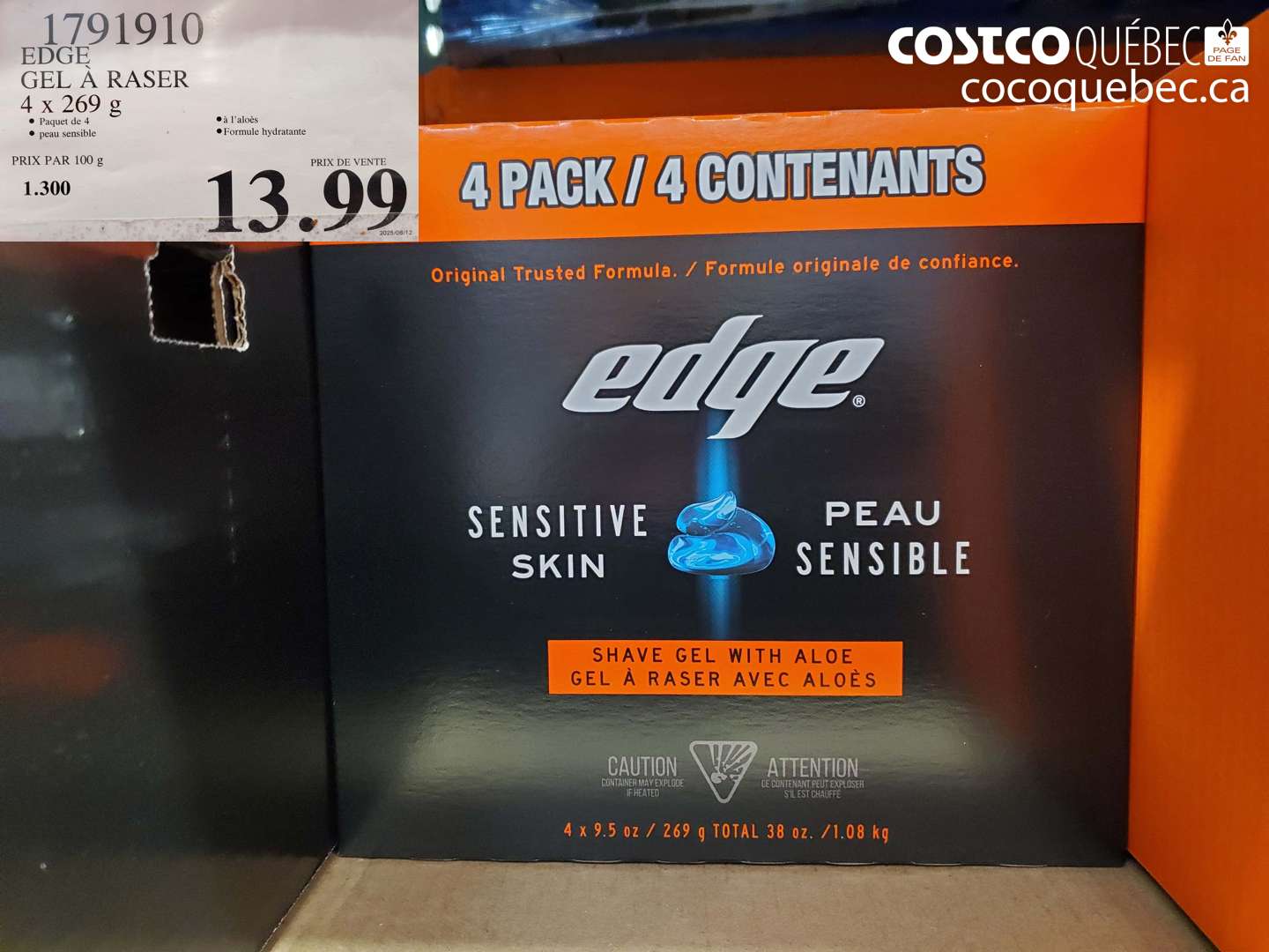1791910 EDGE GEL À RASER 4 X 269 G $13.99