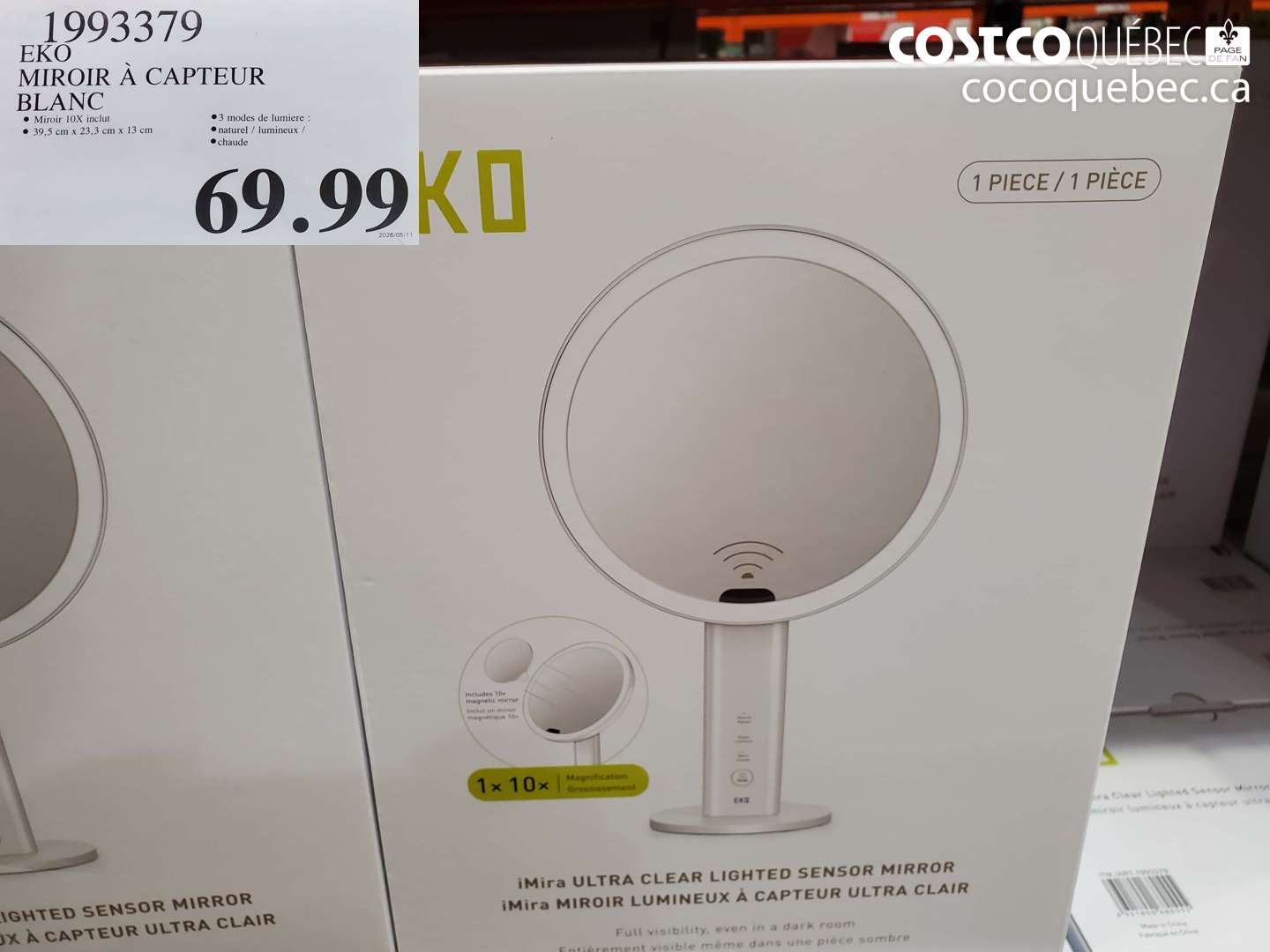 1993379 EKO MIROIR À CAPTEUR BLANC $69.99