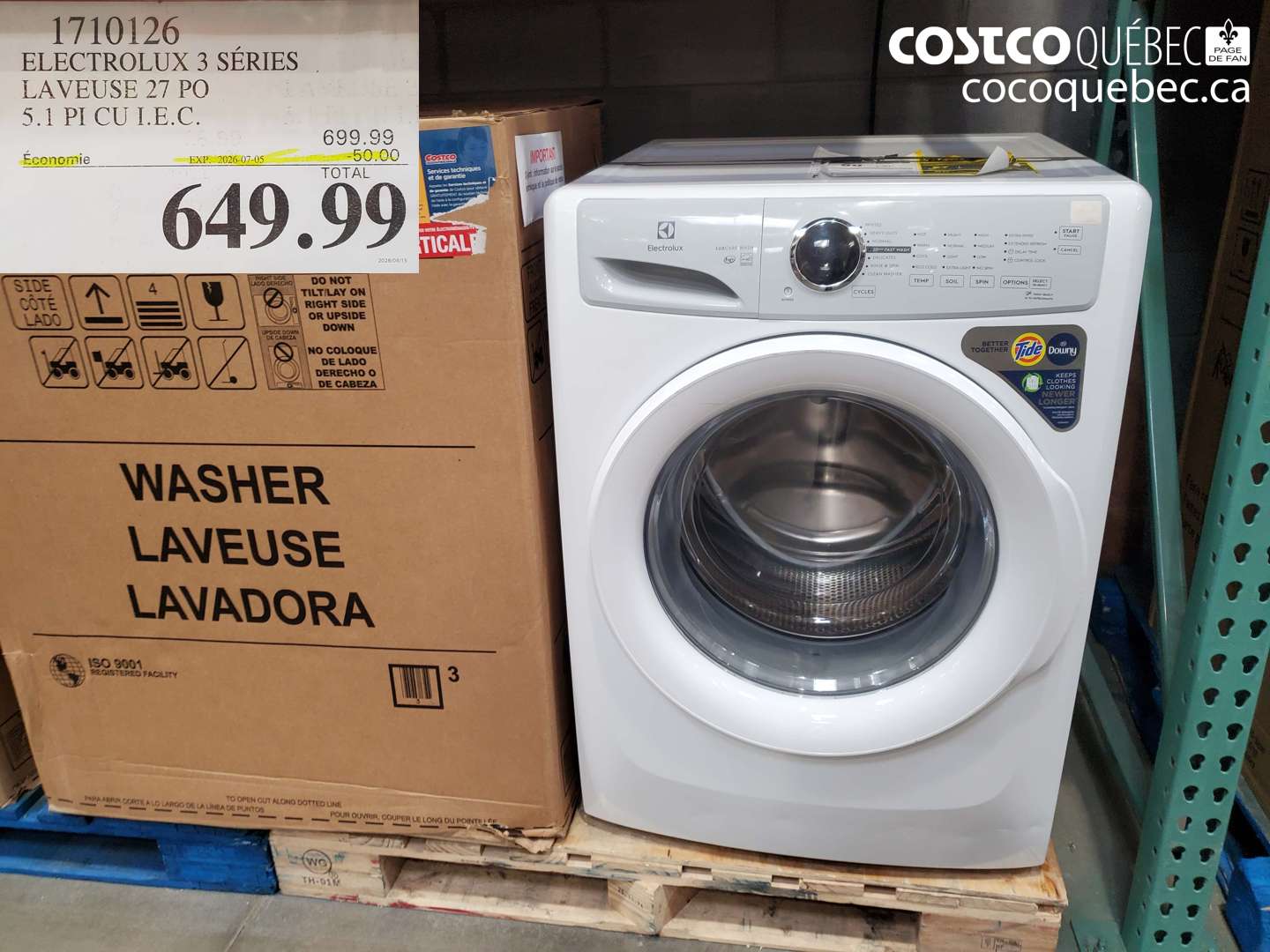 1710126 ELECTROLUX 3 SÉRIES LAVEUSE 27 PO 5.1 PI CU I.E.C. ($50.00 INSTANT SAVINGS EXPIRES ON 2026-07-05) $649.99