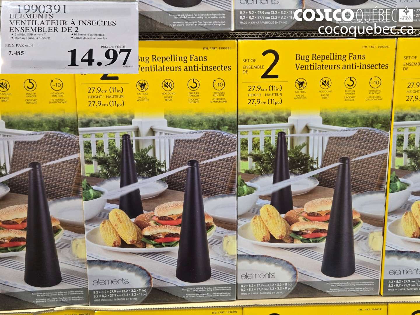 1990391 ELEMENTS VENTILATEUR À INSECTES ENSEMBLER DE 2 $14.97