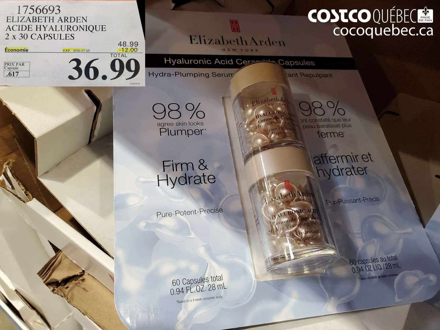 1756693 ELIZABETH ARDEN ACIDE HYALURONIQUE 2 X 30 CAPSULES ($12.00 INSTANT SAVINGS EXPIRES ON 2026-07-05) $36.99