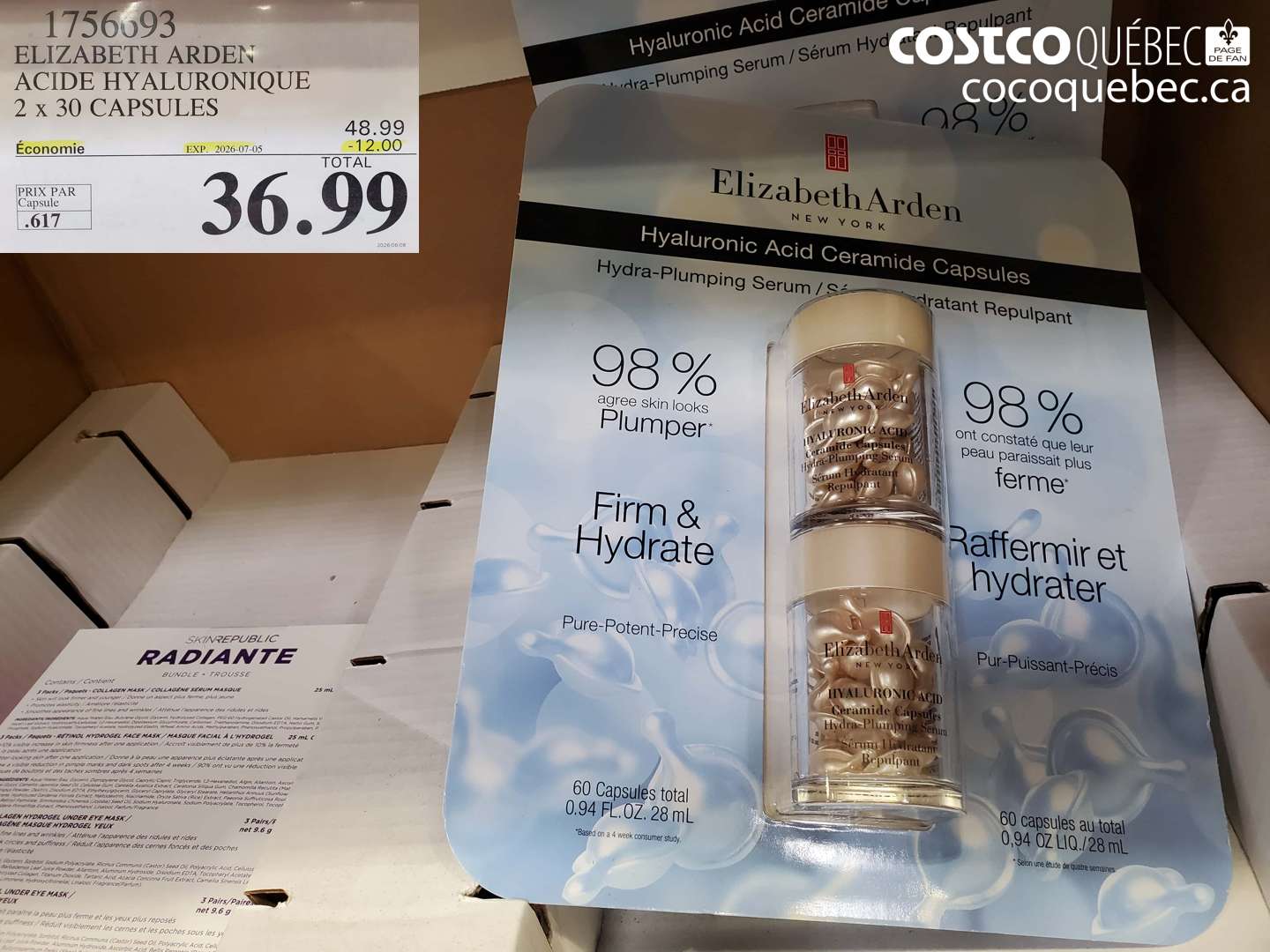 1756693 ELIZABETH ARDEN ACIDE HYALURONIQUE 2 X 30 CAPSULES ($12.00 INSTANT SAVINGS EXPIRES ON 2026-07-05) $36.99