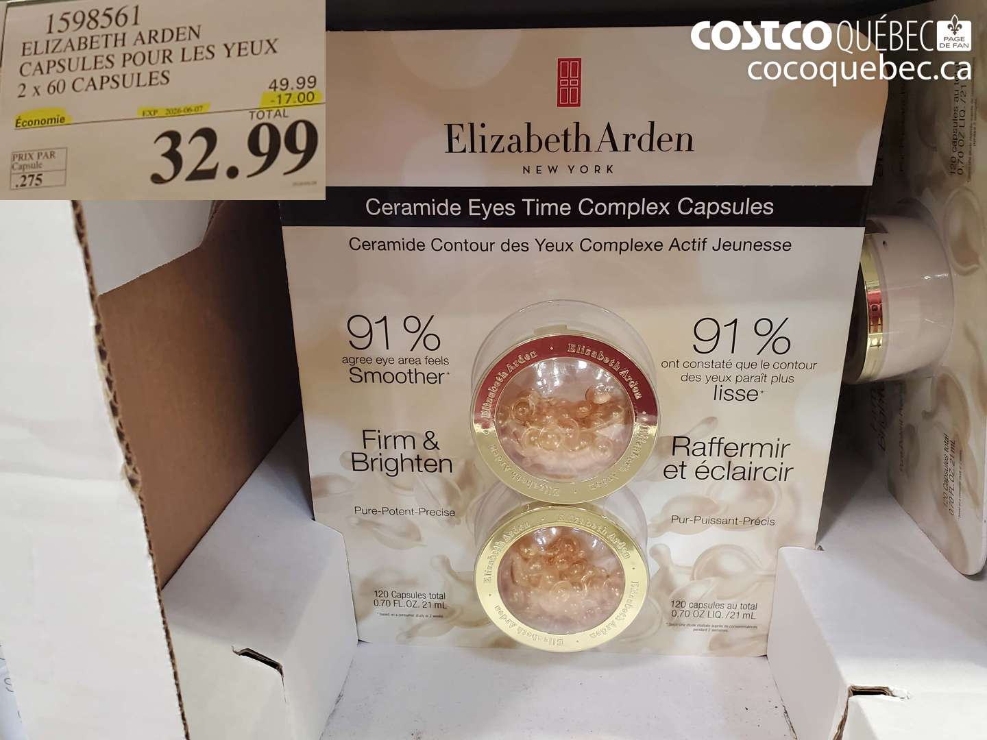 1598561 ELIZABETH ARDEN CAPSULES POUR LES YEUX 2 X 60 CAPSULES ($17.00 INSTANT SAVINGS EXPIRES ON 2026-06-07) $32.99